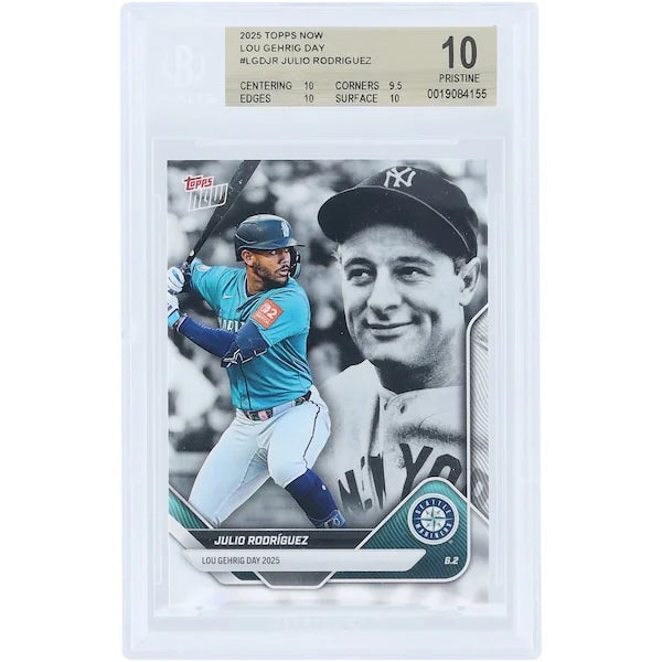 Julio Rodriguez 2025 Topps Now Lou Gehrig Day Card | BGS 10