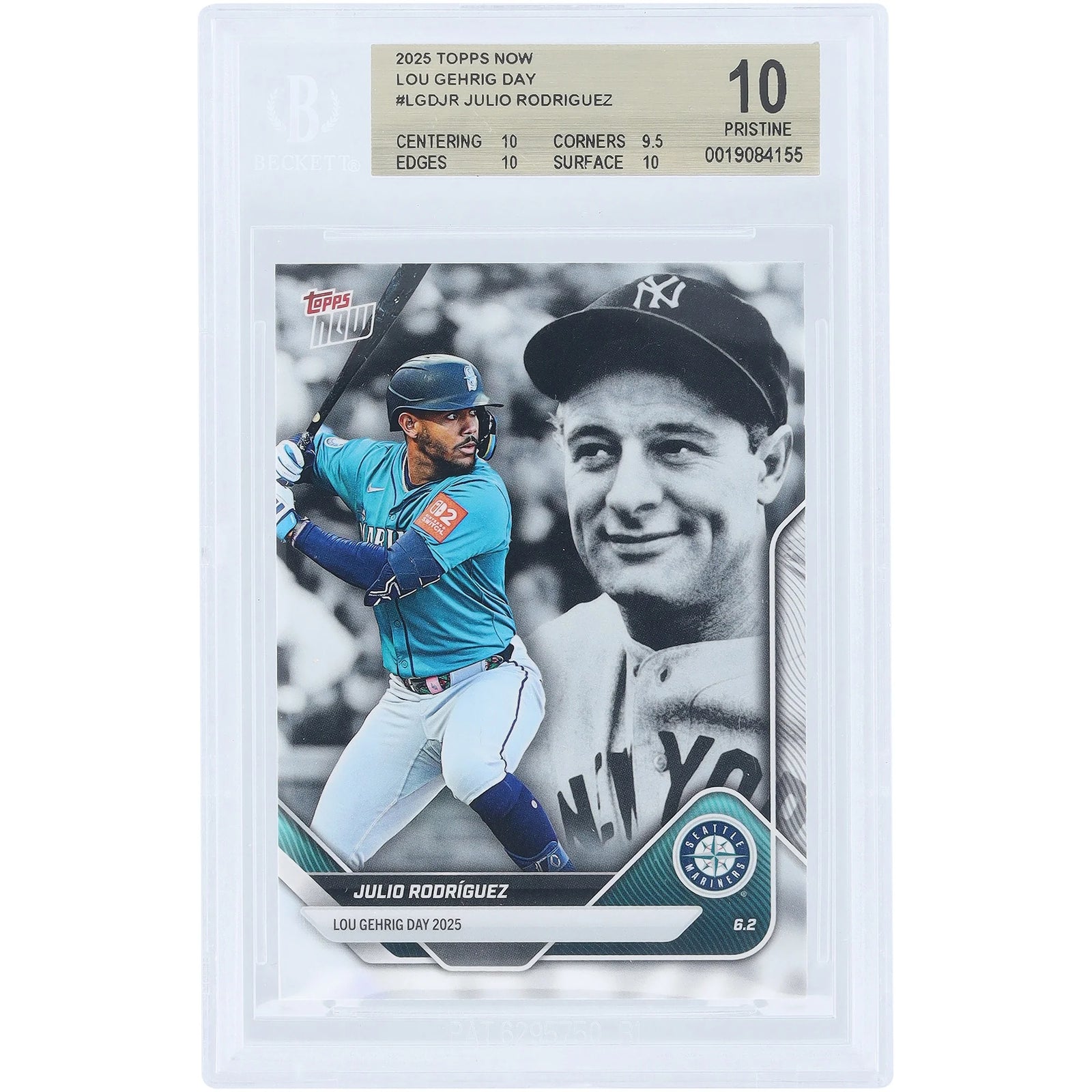 Julio Rodriguez 2025 Topps Now Lou Gehrig Day Card | BGS 10