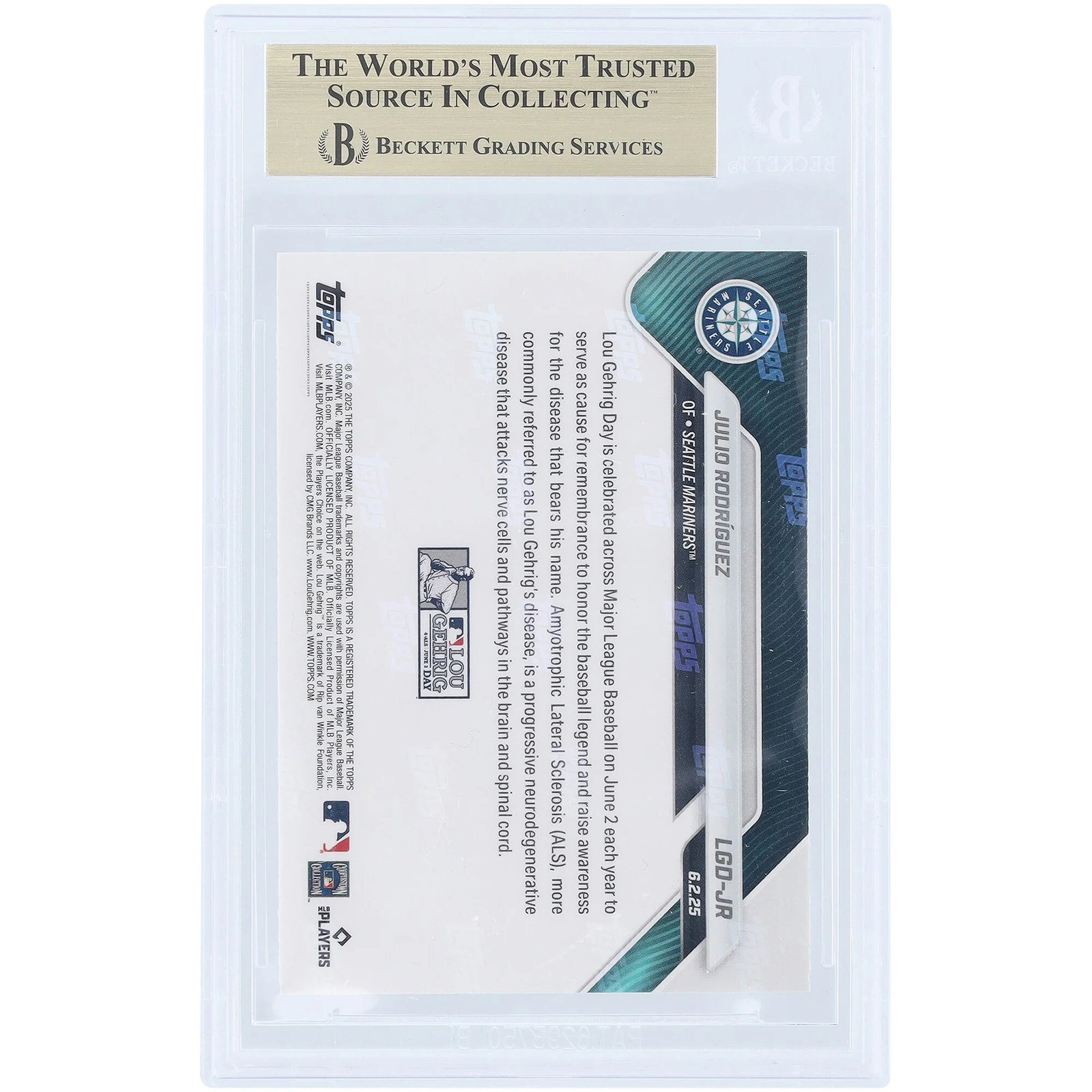 Julio Rodriguez 2025 Topps Now Lou Gehrig Day #LGD-JR | BGS 10