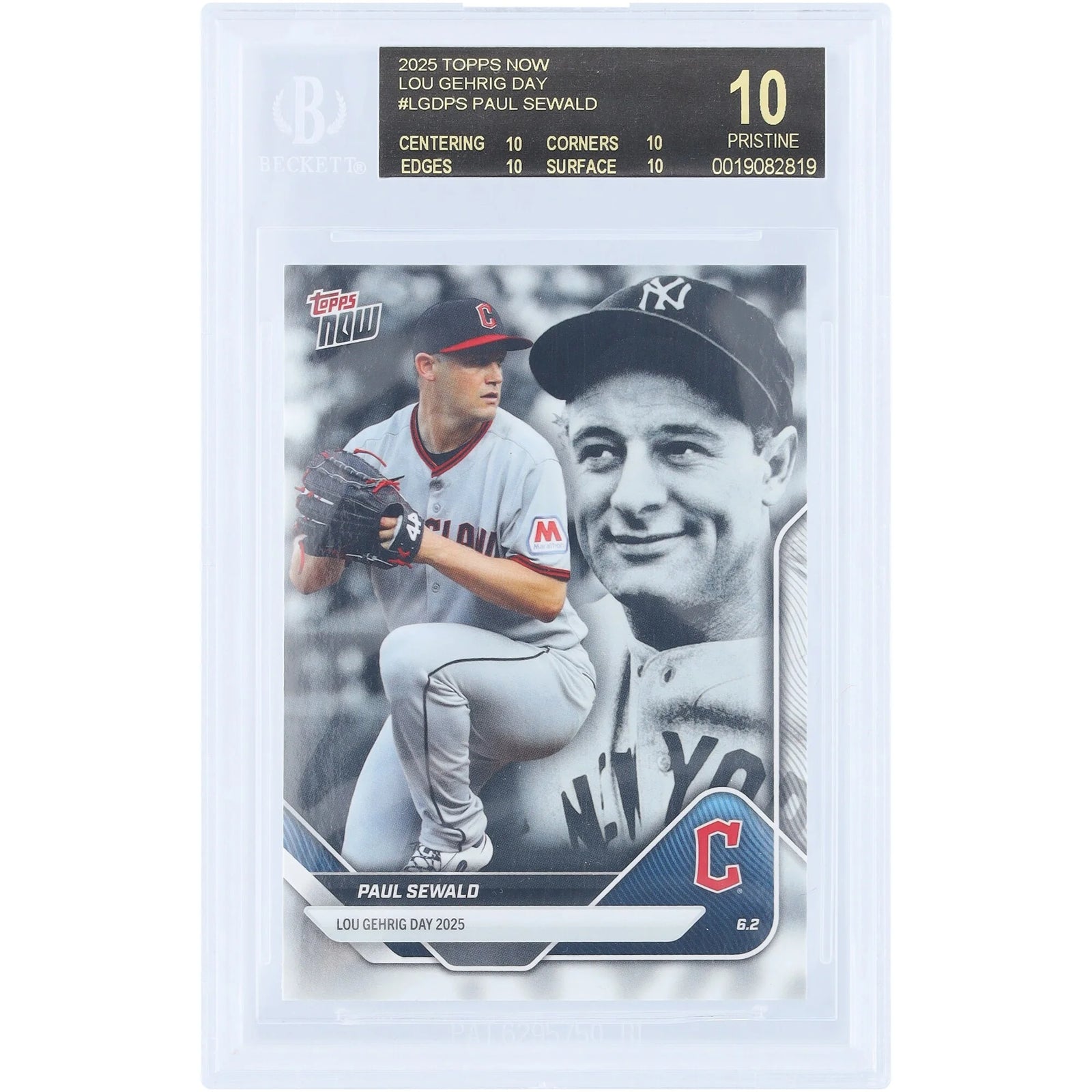 Paul Sewald 2025 Topps Now Lou Gehrig Day Black Label Card | BGS 10