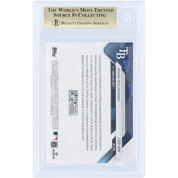 Shane McClanahan 2025 Topps Now Lou Gehrig Day Card | BGS 10