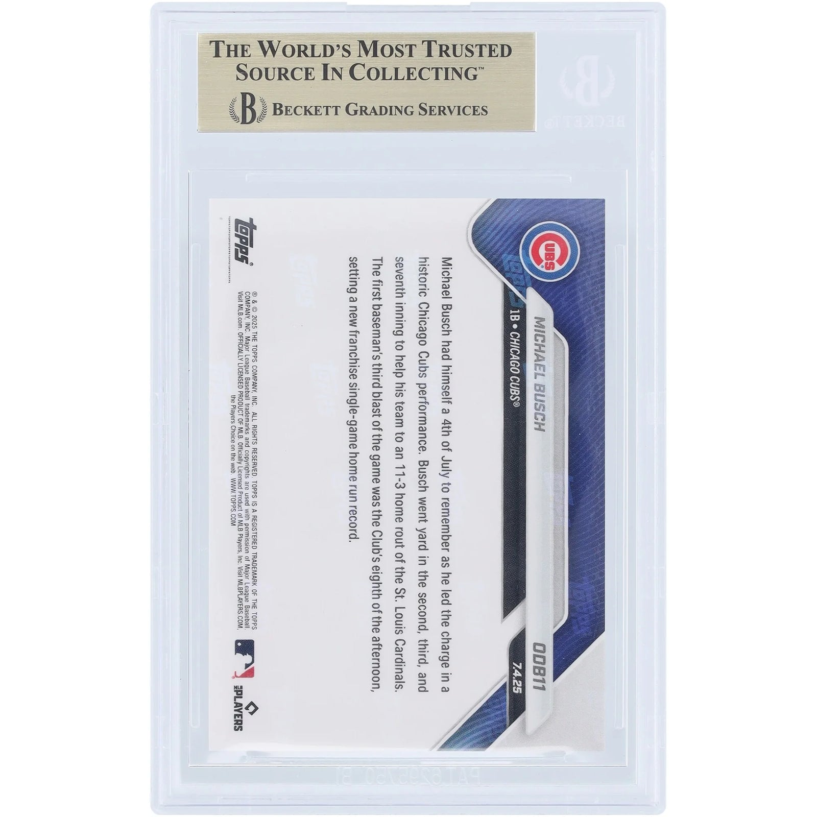 Michael Busch 2025 Topps Now Road to Opening Day #ODB11 | BGS Graded 10