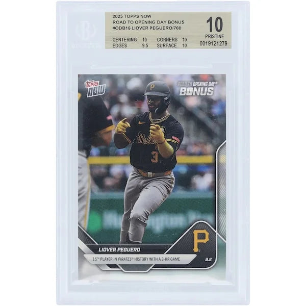 Liover Peguero 2025 Topps Now Pirates Card | BGS Graded 10