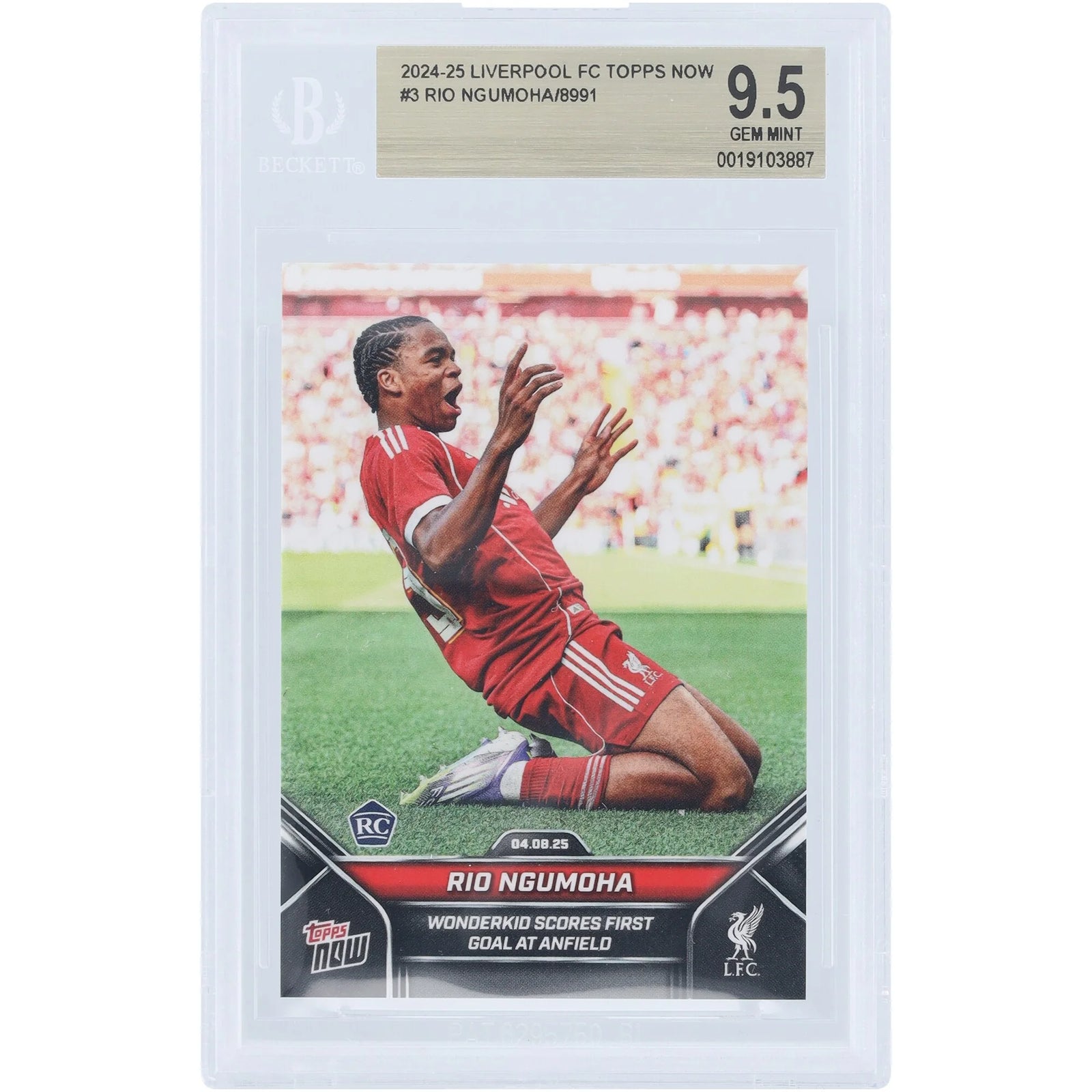 Rio Ngumoha Liverpool 2024-25 Topps Now Rookie #3 Card | BGS 9.5