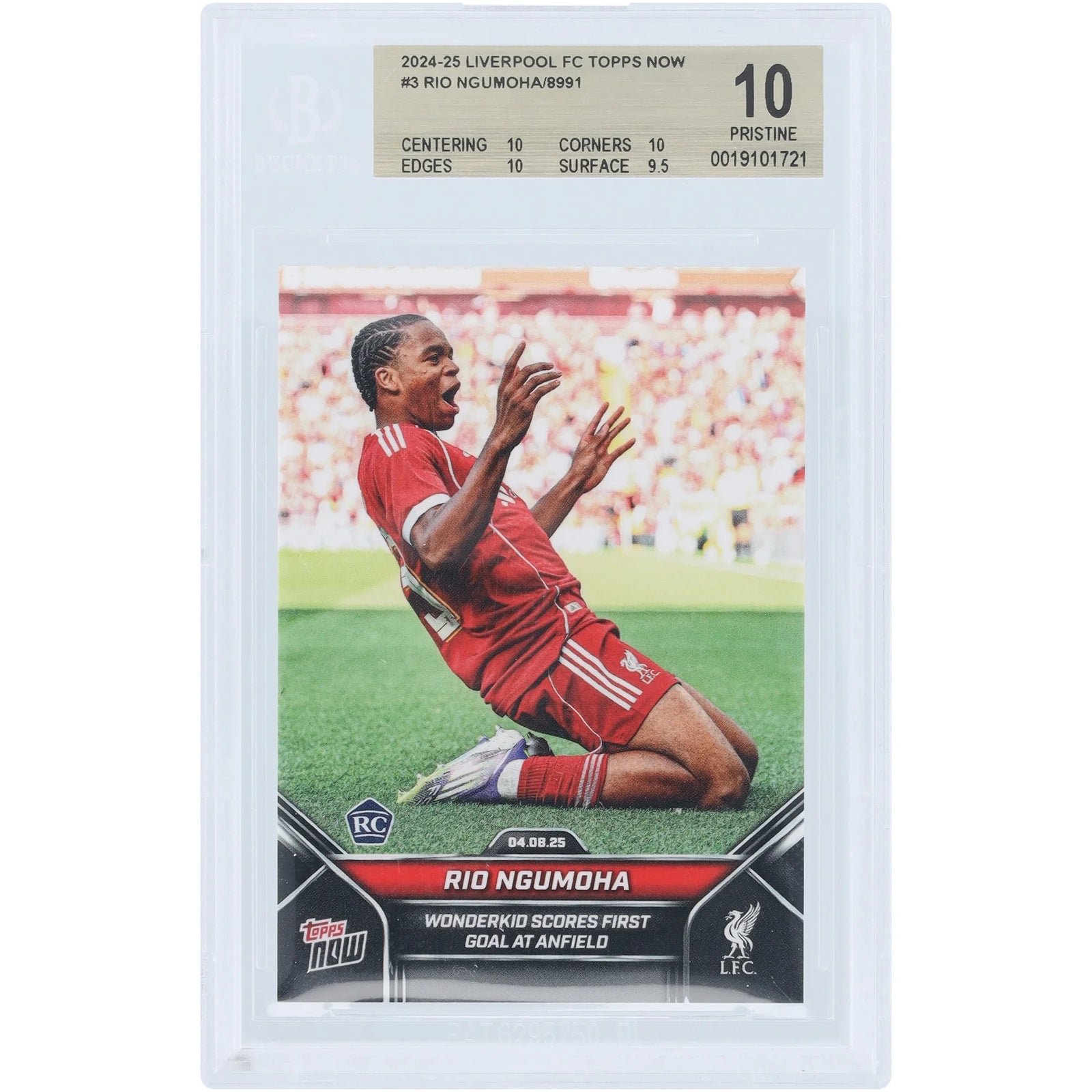 Rio Ngumoha Liverpool 2024-25 Topps Now Rookie #3 Card | BGS 10