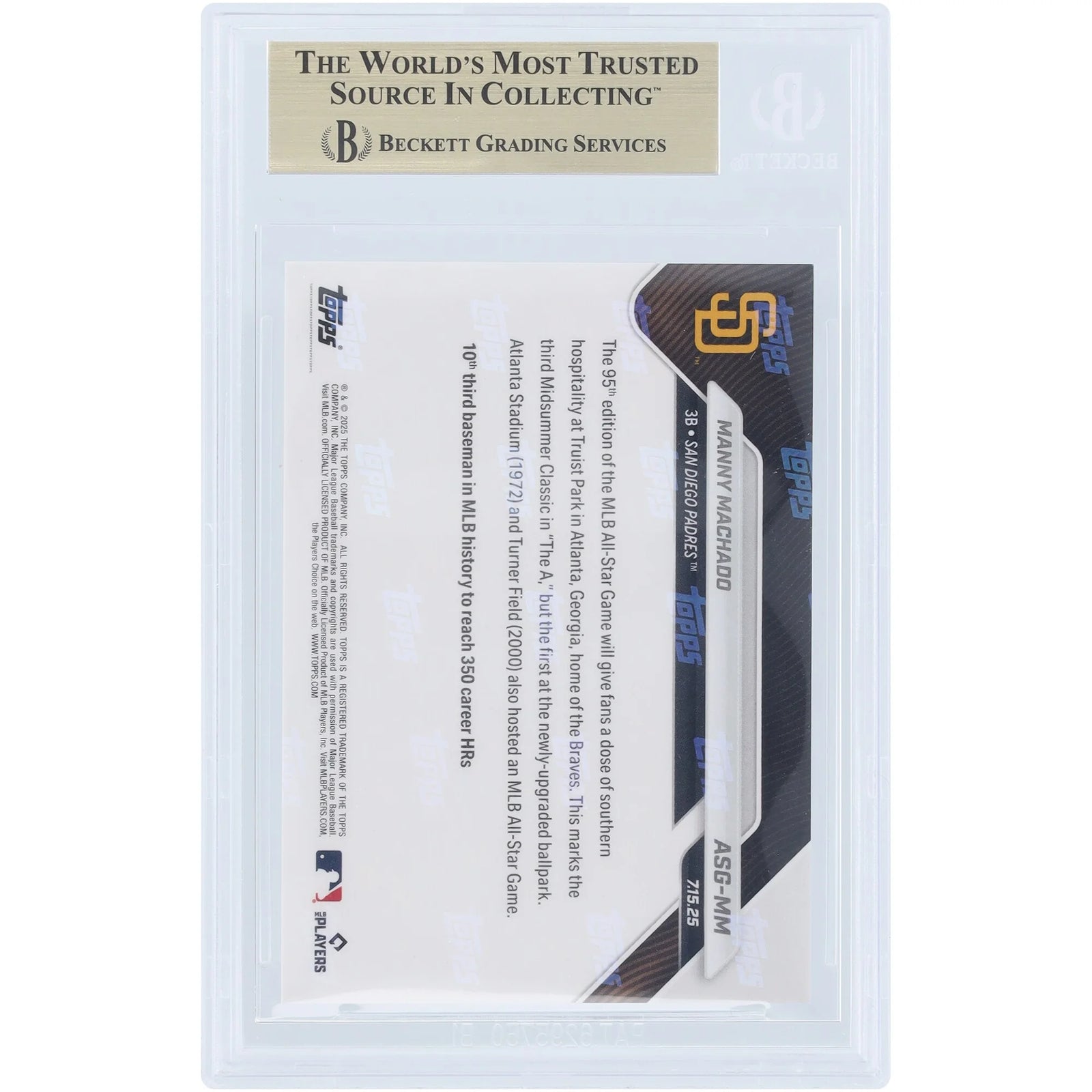 Manny Machado 2025 Topps Now All-Star Game Selection NL | BGS 9.5