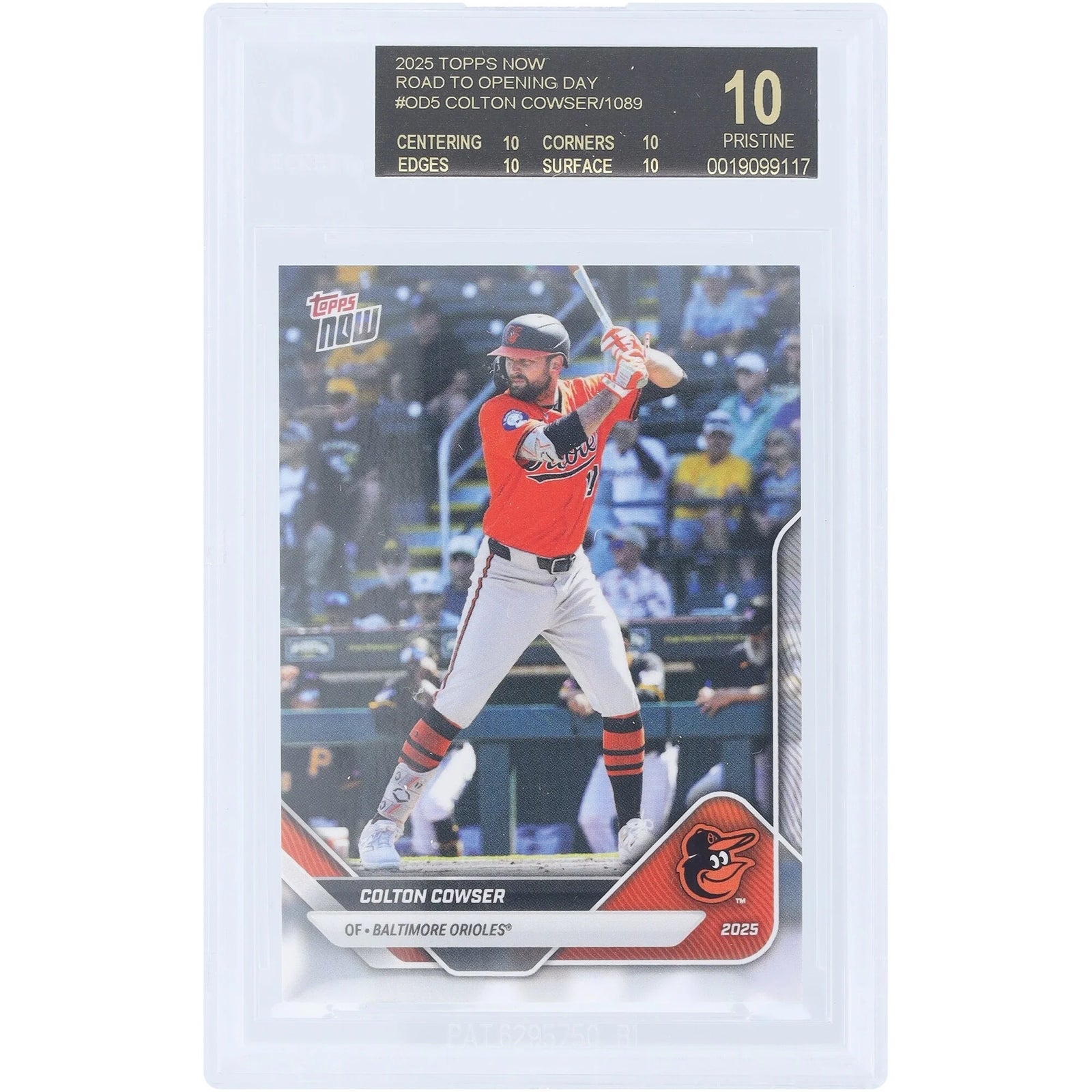 Colton Cowser 2025 Topps Now Road to Opening Day Black Label #OD-5 | BGS 10