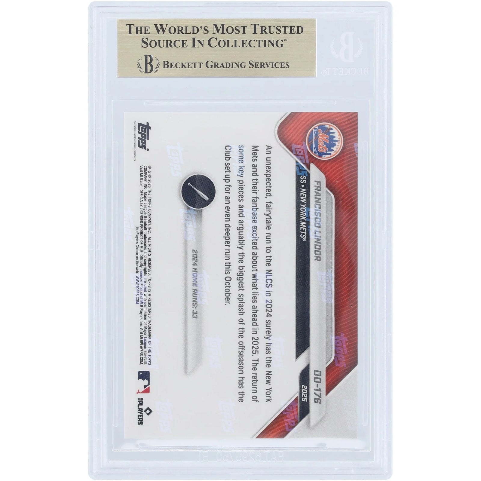 Francisco Lindor 2025 Topps Now Road to Opening Day #OD-176 | BGS 10