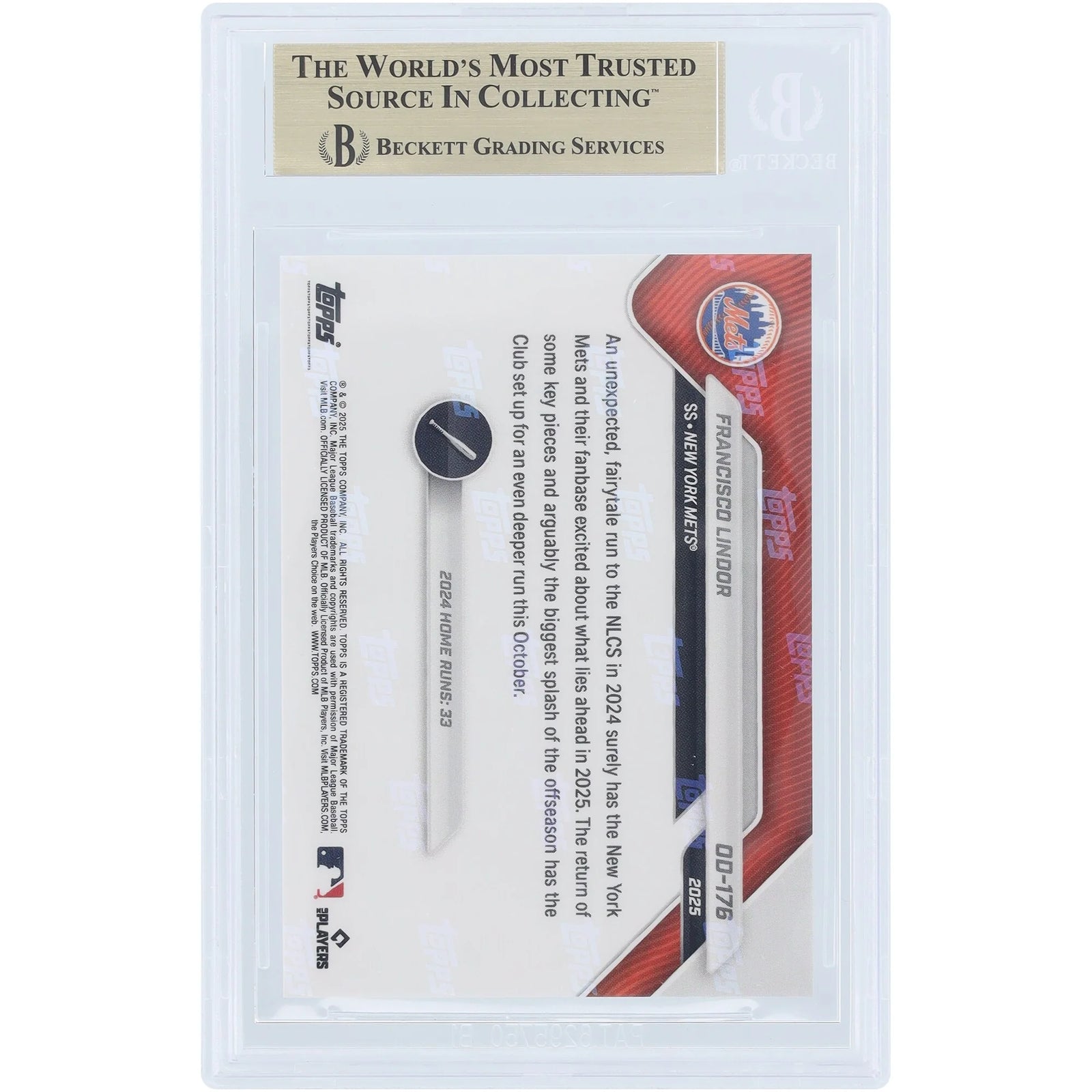 Francisco Lindor 2025 Topps Now Road to Opening Day #OD-176 | BGS 10