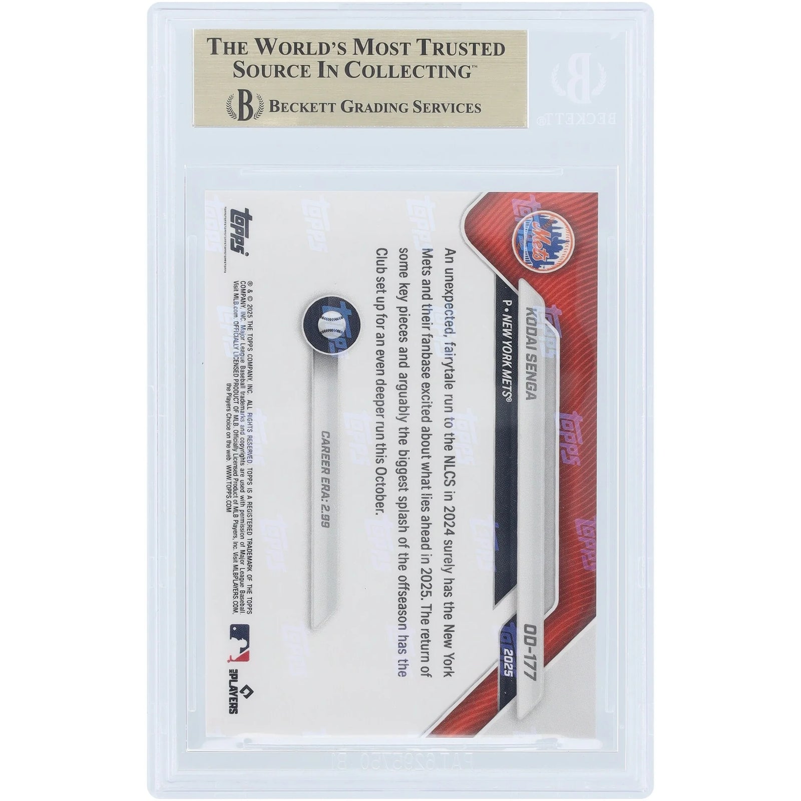 Kodai Senga Mets 2025 Topps Now Road to Opening Day #OD-177 | BGS 10