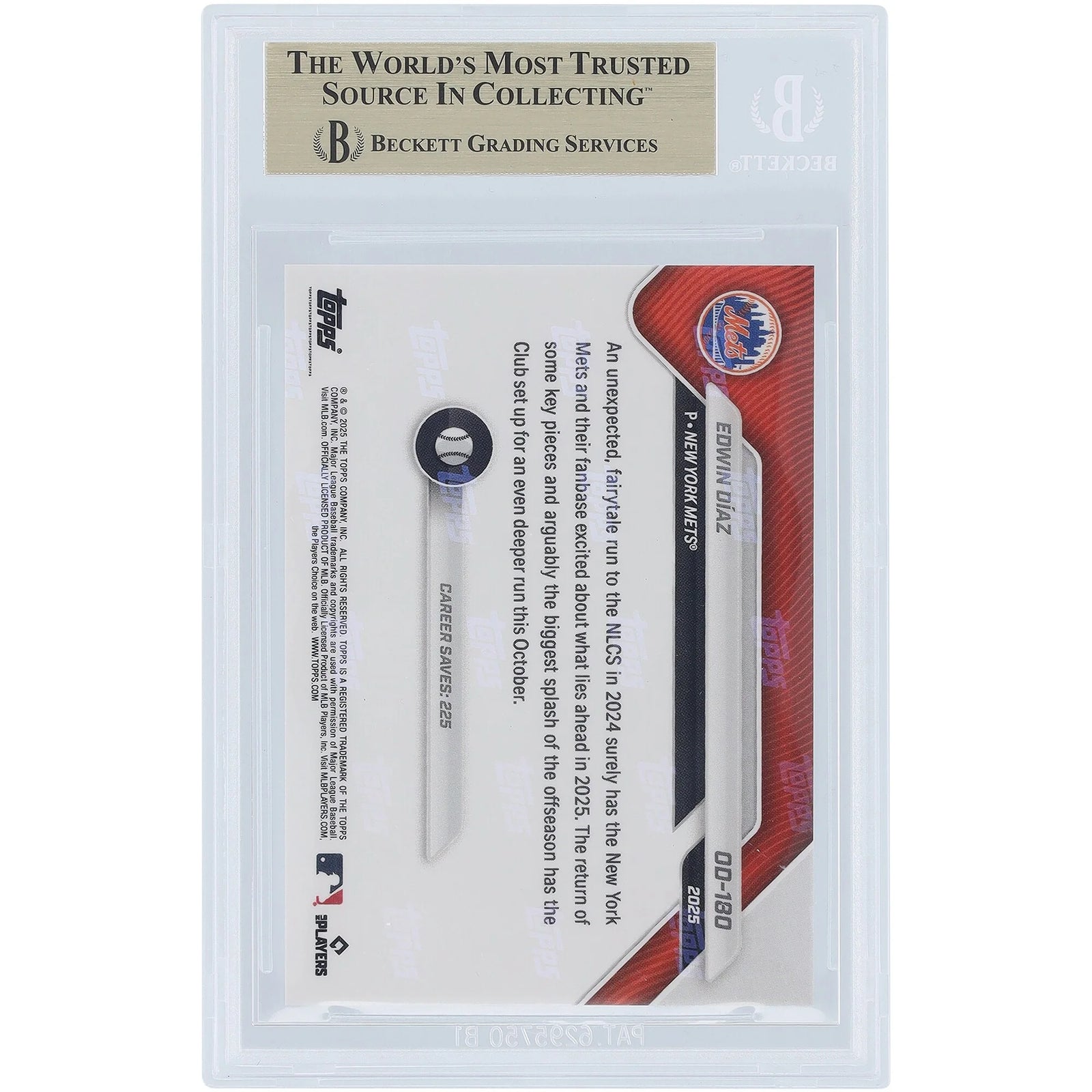 Edwin Diaz 2025 Topps Now Road to Opening Day #OD-180 | BGS 10