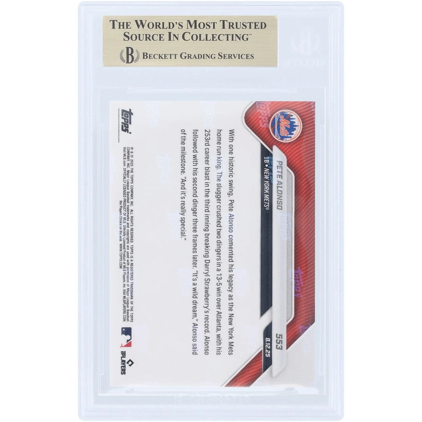 Pete Alonso 2025 Topps Now Polar Power #553 | BGS 9.5