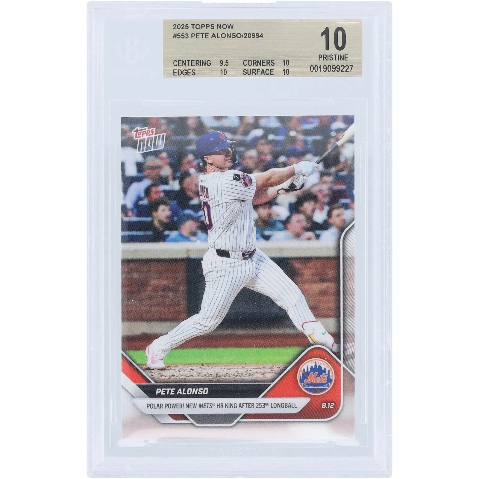 Pete Alonso 2025 Topps Now Polar Power Card #553 | BGS Graded 10