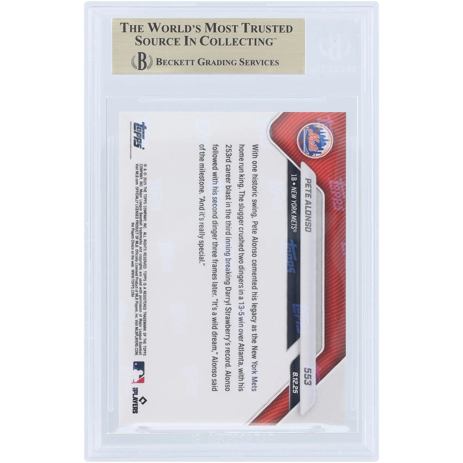 Pete Alonso 2025 Topps Now Polar Power Card #553 | BGS Graded 10