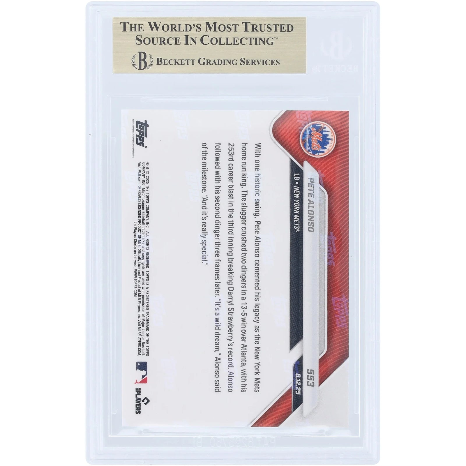 Pete Alonso 2025 Topps Now Polar Power Card #553 | BGS 10