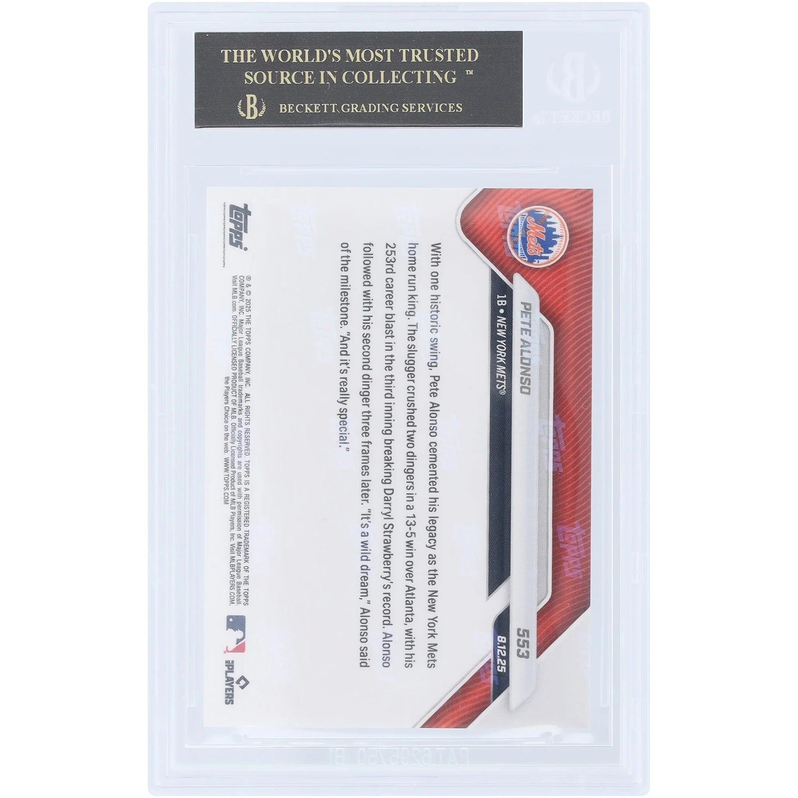 Pete Alonso 2025 Topps Now Polar Power Black Label #553 | BGS 10