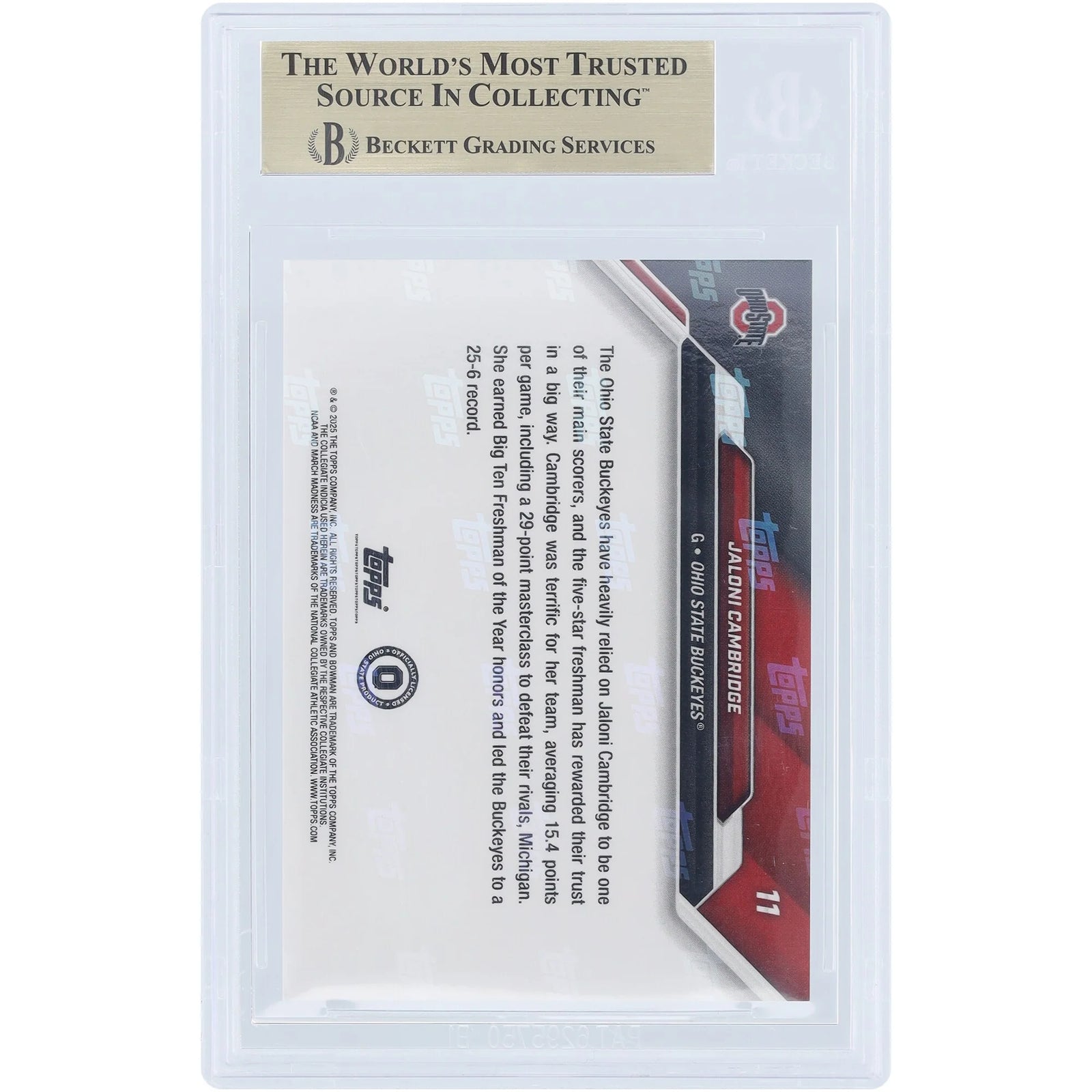 Jaloni Cambridge Ohio State 2025 Bowman University Now #11 | BGS 9.5