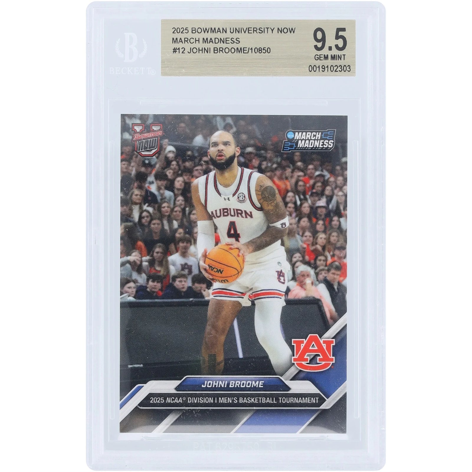 Johni Broome Auburn Tigers 2025 Bowman University Now #12 | BGS 9.5