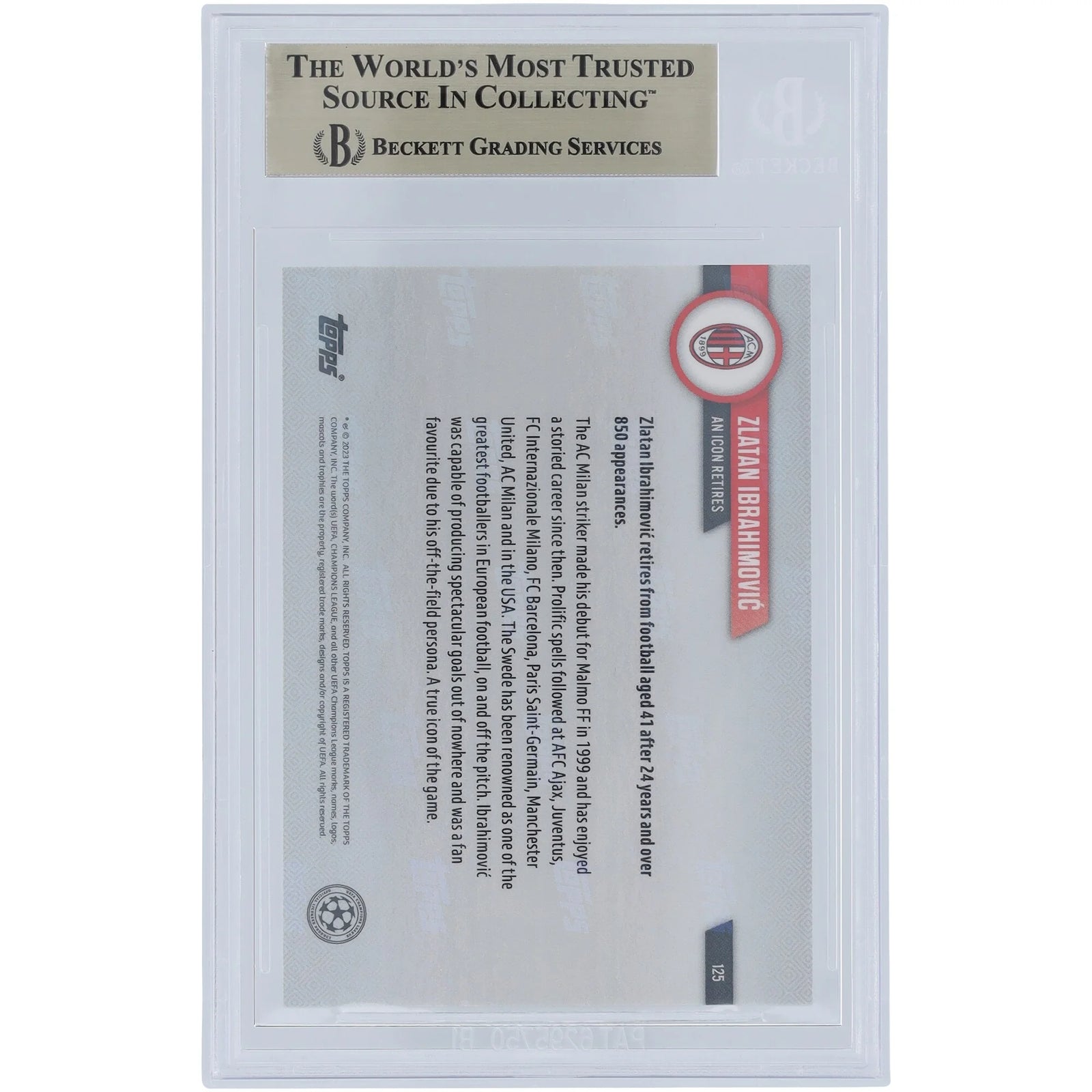 Zlatan Ibrahimovic AC Milan 2022-23 Signed Topps Now #125 Card | BGS 9.5 Graded