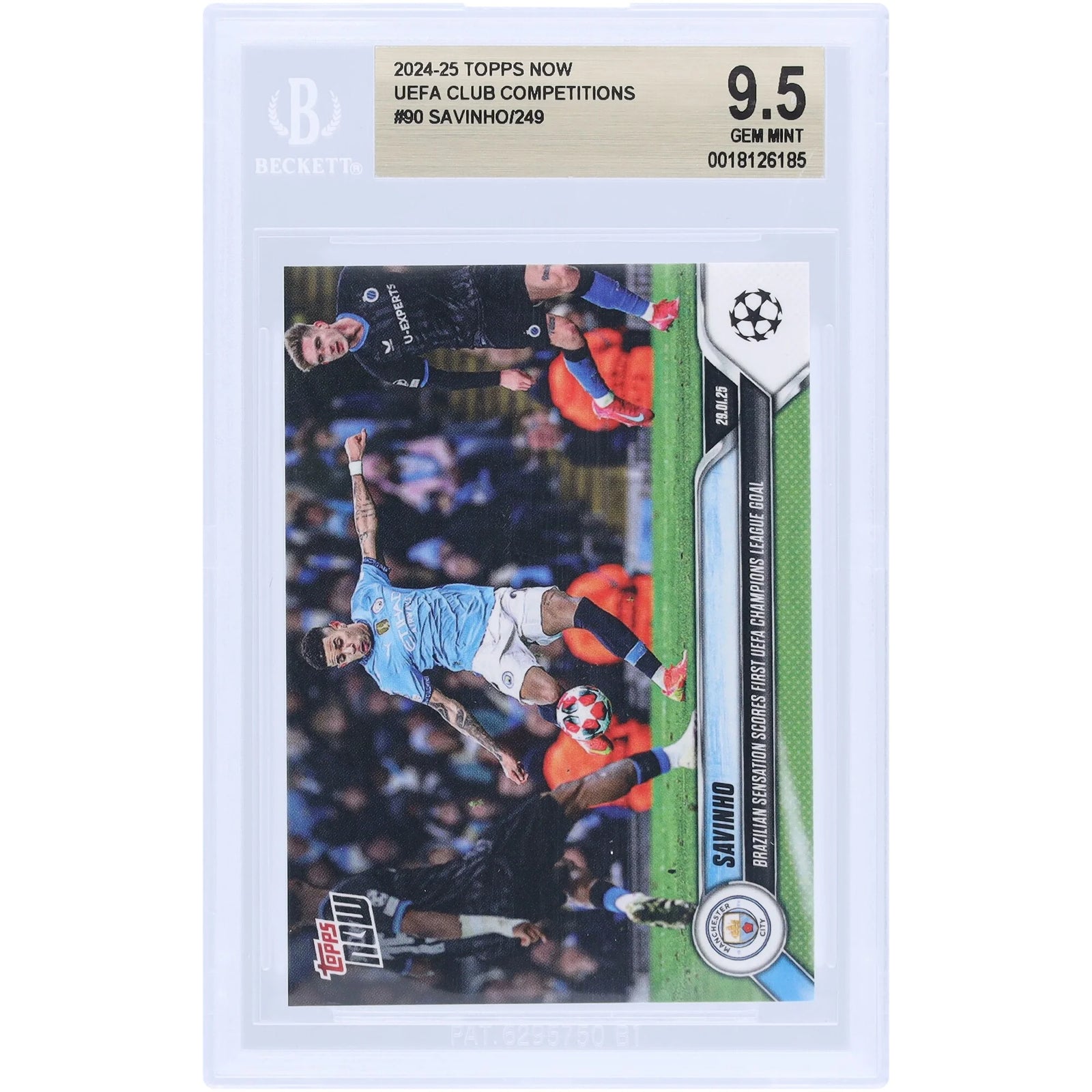 Savinho Manchester City 2024-25 Topps Now #90 Card | BGS 9.5 Graded