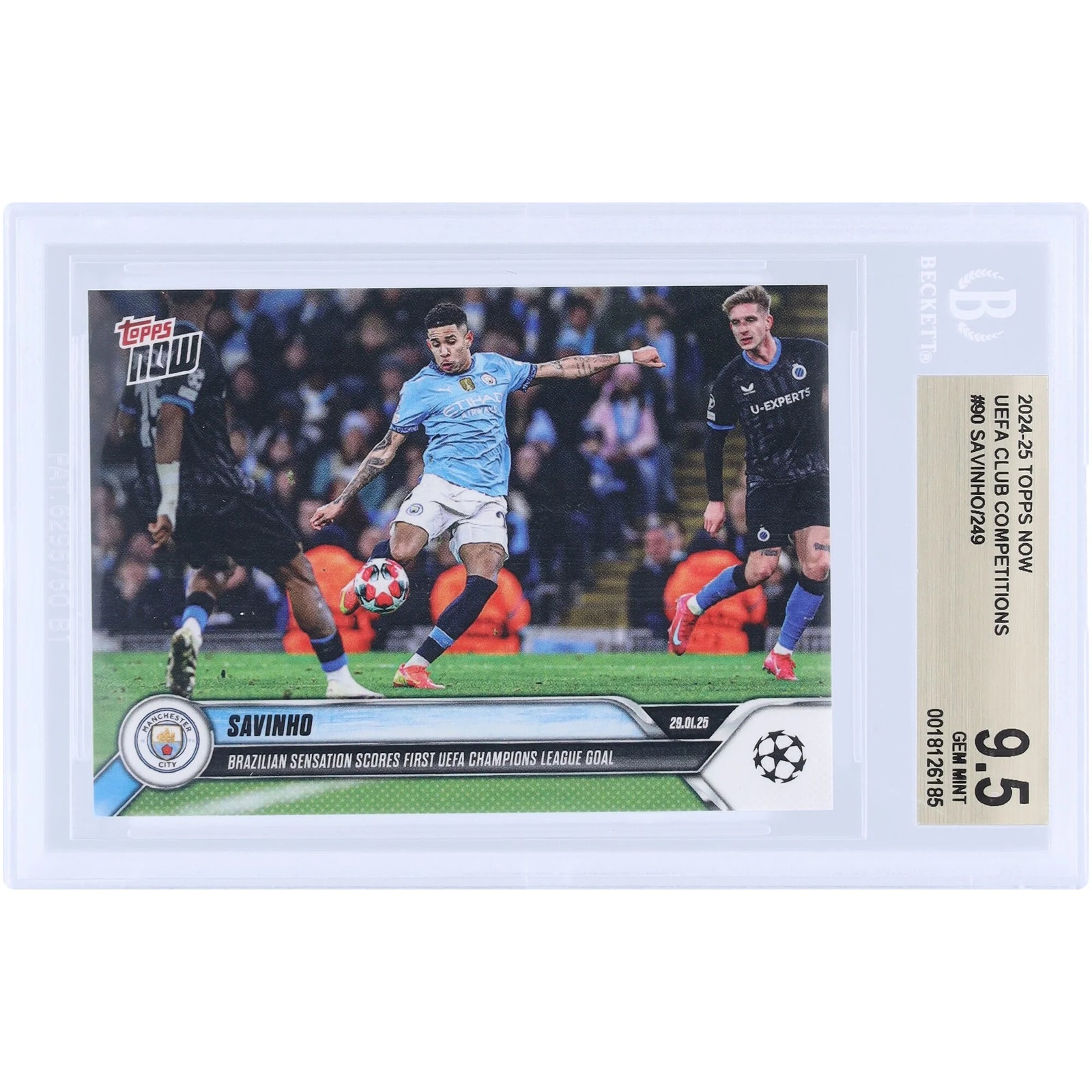 Savinho Manchester City 2024-25 Topps Now #90 Card | BGS 9.5 Graded