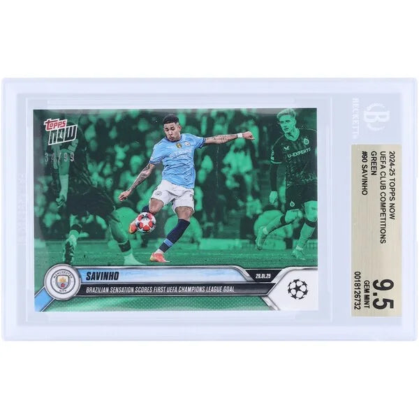 Savinho Manchester City 2024-25 Topps Now Card | BGS 9.5 Green #90/99