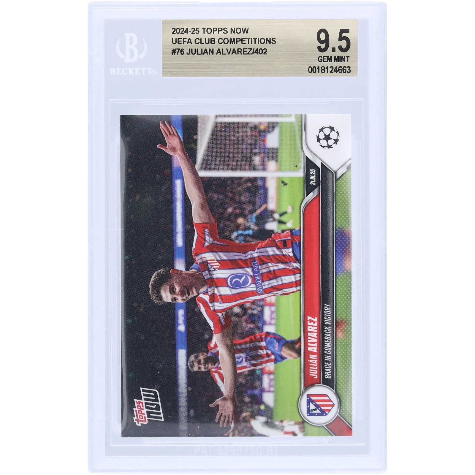 Julian Alvarez Atletico Madrid 2024-25 Topps Now #76 | BGS 9.5