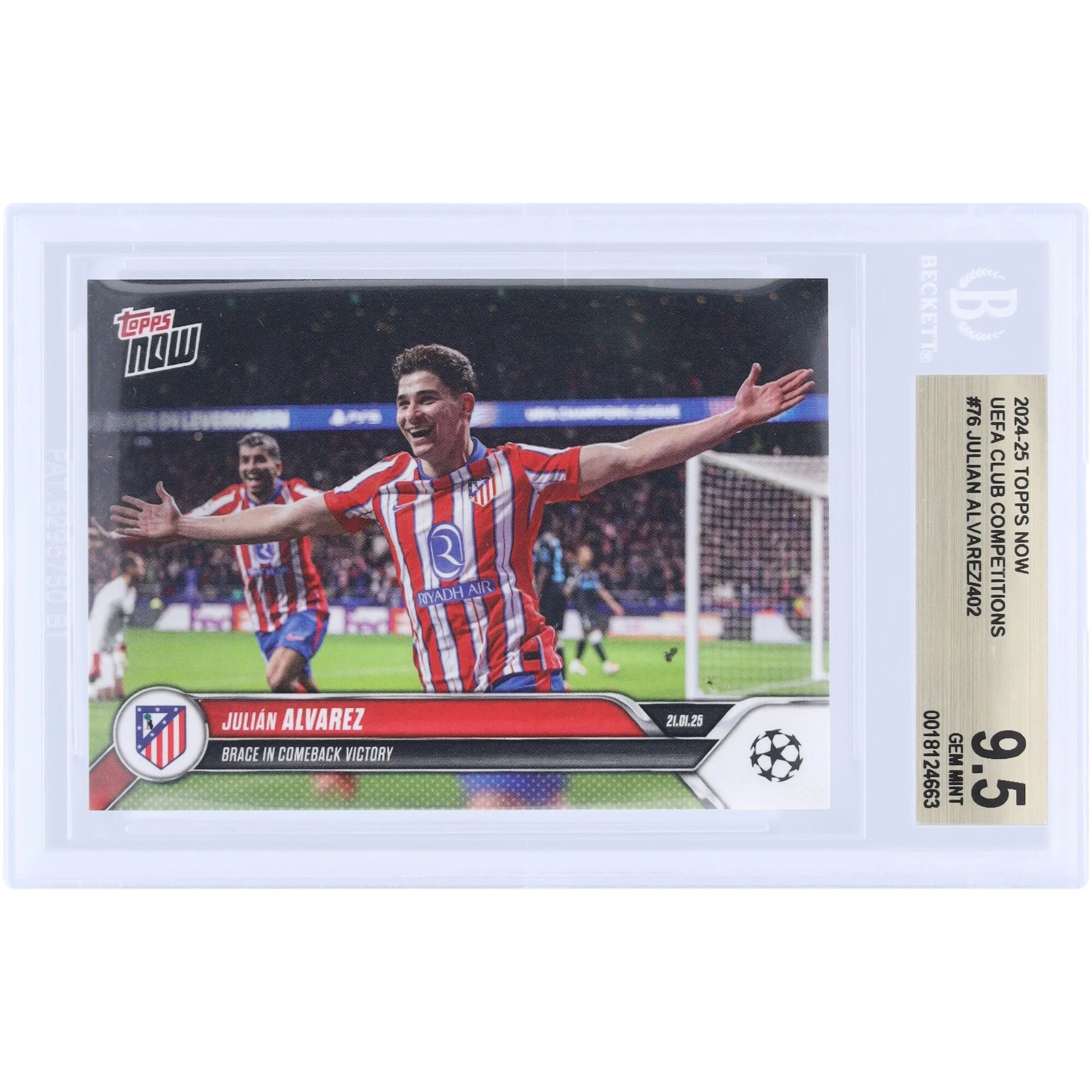 Julian Alvarez Atletico Madrid 2024-25 Topps Now #76 | BGS 9.5