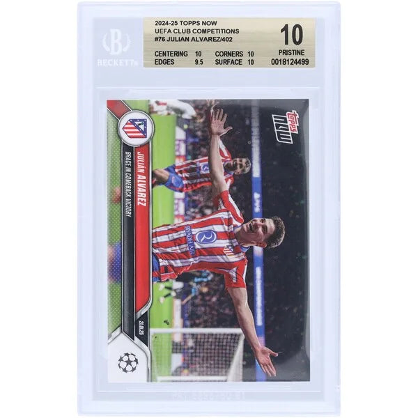 Julian Alvarez Atletico Madrid 2024-25 Topps Now #76 Card | BGS Graded 10