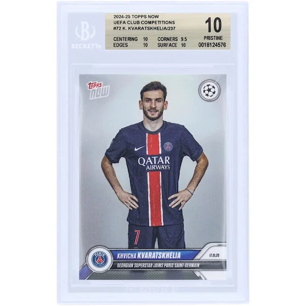 Khvicha Kvaratskhelia PSG 2024-25 Topps Now #72 | BGS 10