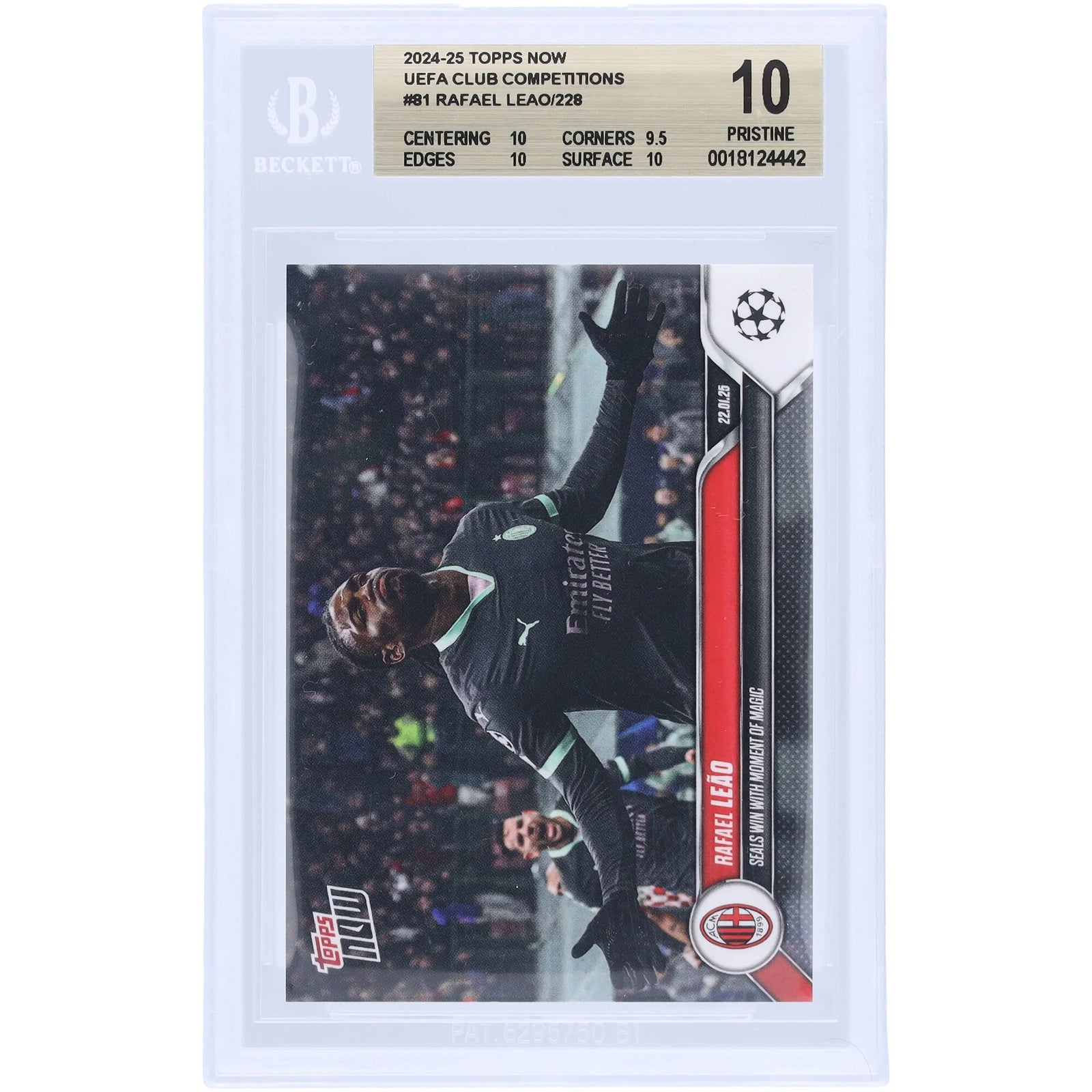 Rafael Leao AC Milan 2024-25 Topps Now Card #81 | BGS Graded 10