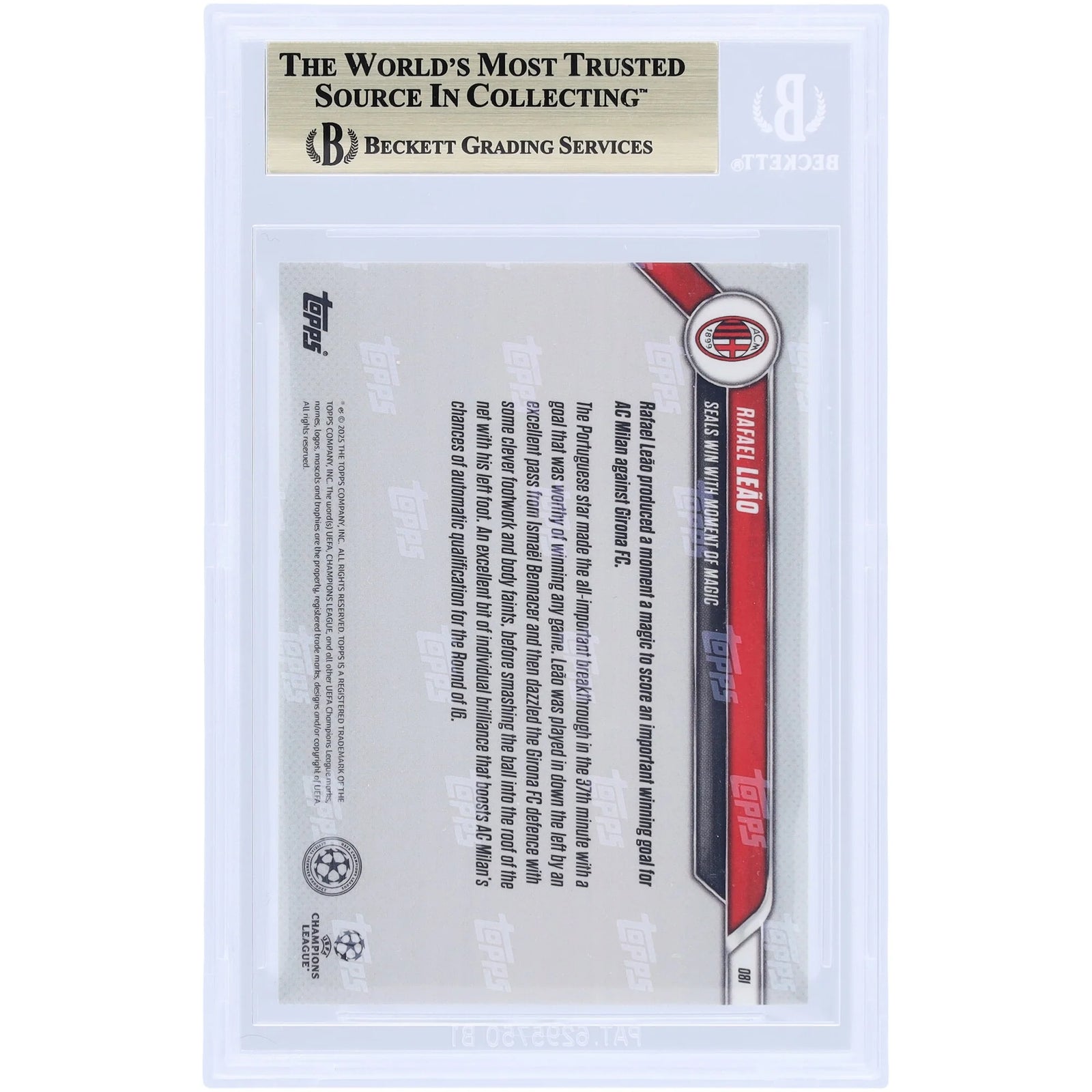 Rafael Leao AC Milan 2024-25 Topps Now Card #81 | BGS Graded 10