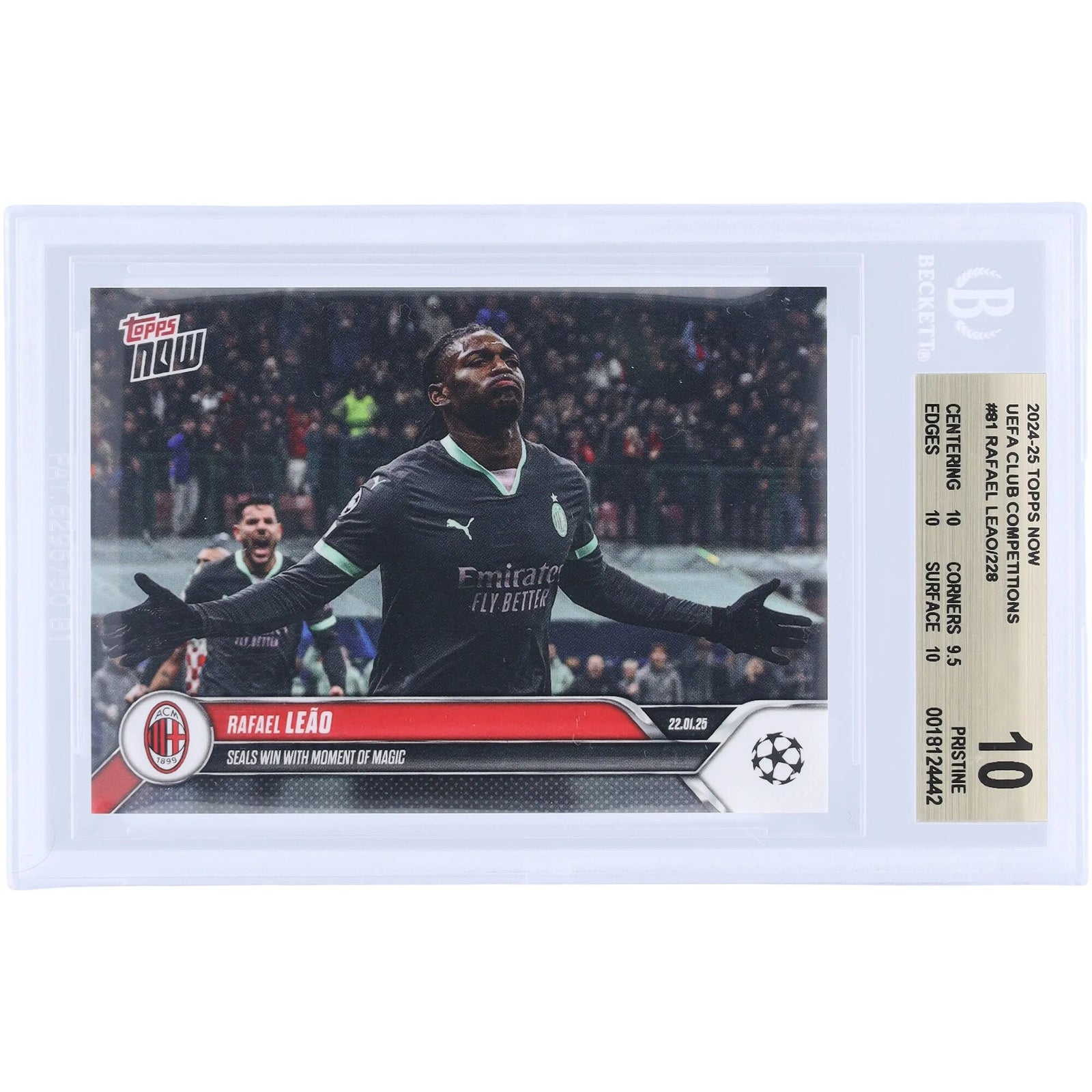 Rafael Leao AC Milan 2024-25 Topps Now Card #81 | BGS Graded 10