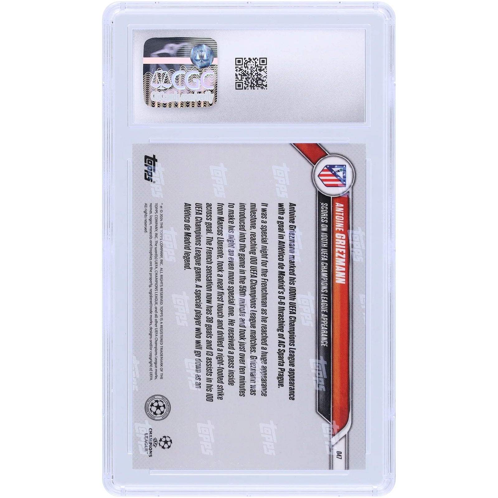 Antoine Griezmann Atletico Madrid 2024-25 Topps Now UEFA #47 | CGC 10