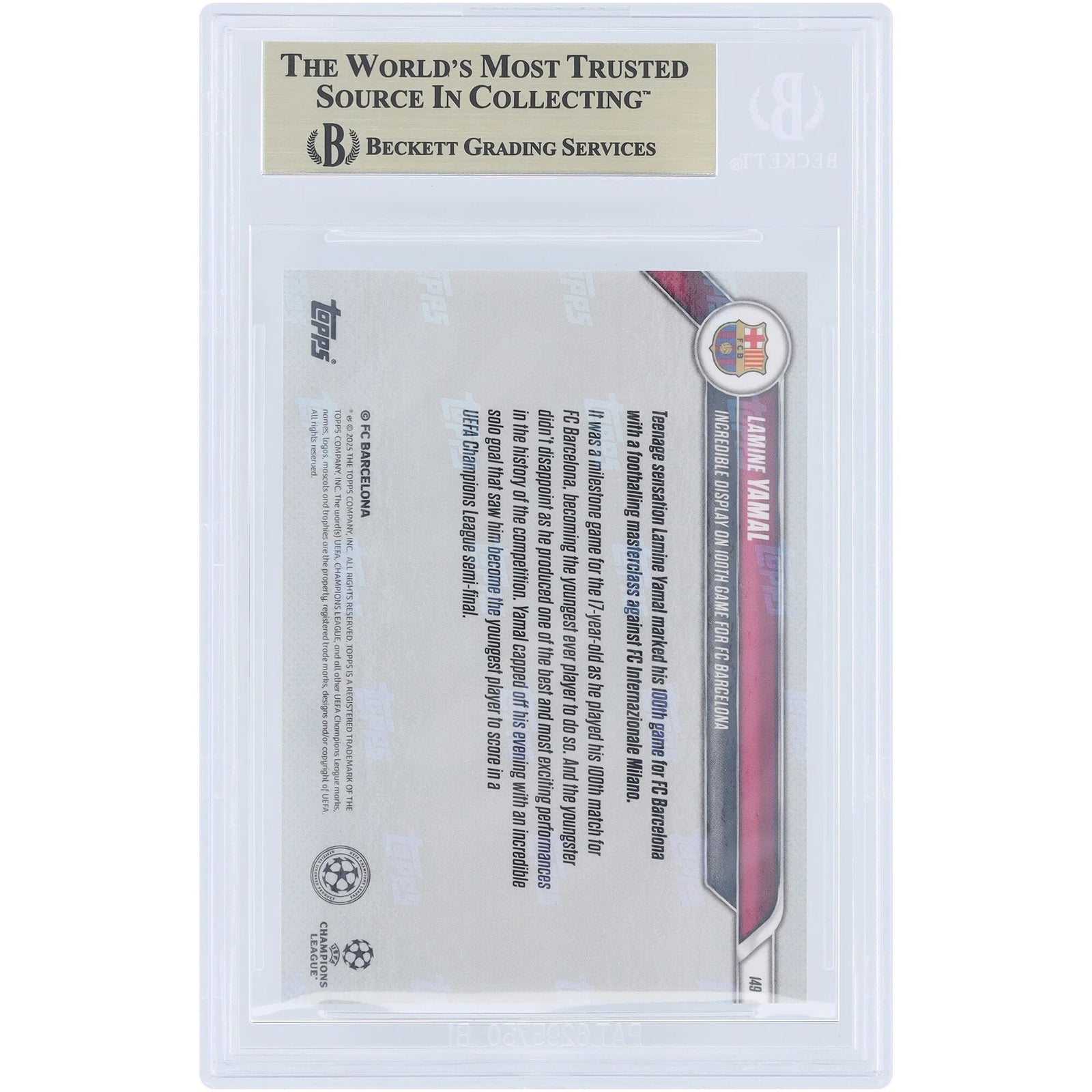 Lamine Yamal Topps Now Card | Barcelona 2024-25 100th Game #149 BGS 9.5