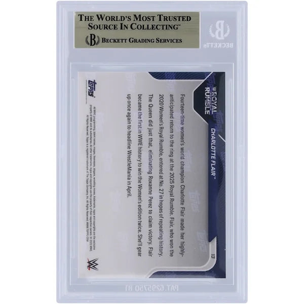 Charlotte Flair 2025 Topps Now Royal Rumble #13 Card | BGS 9.5
