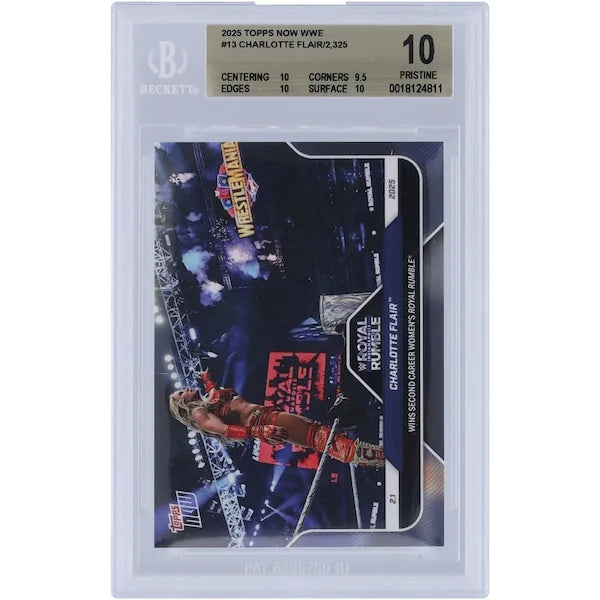 Charlotte Flair Signed 2025 Topps Now Royal Rumble #13 Card | BGS 10