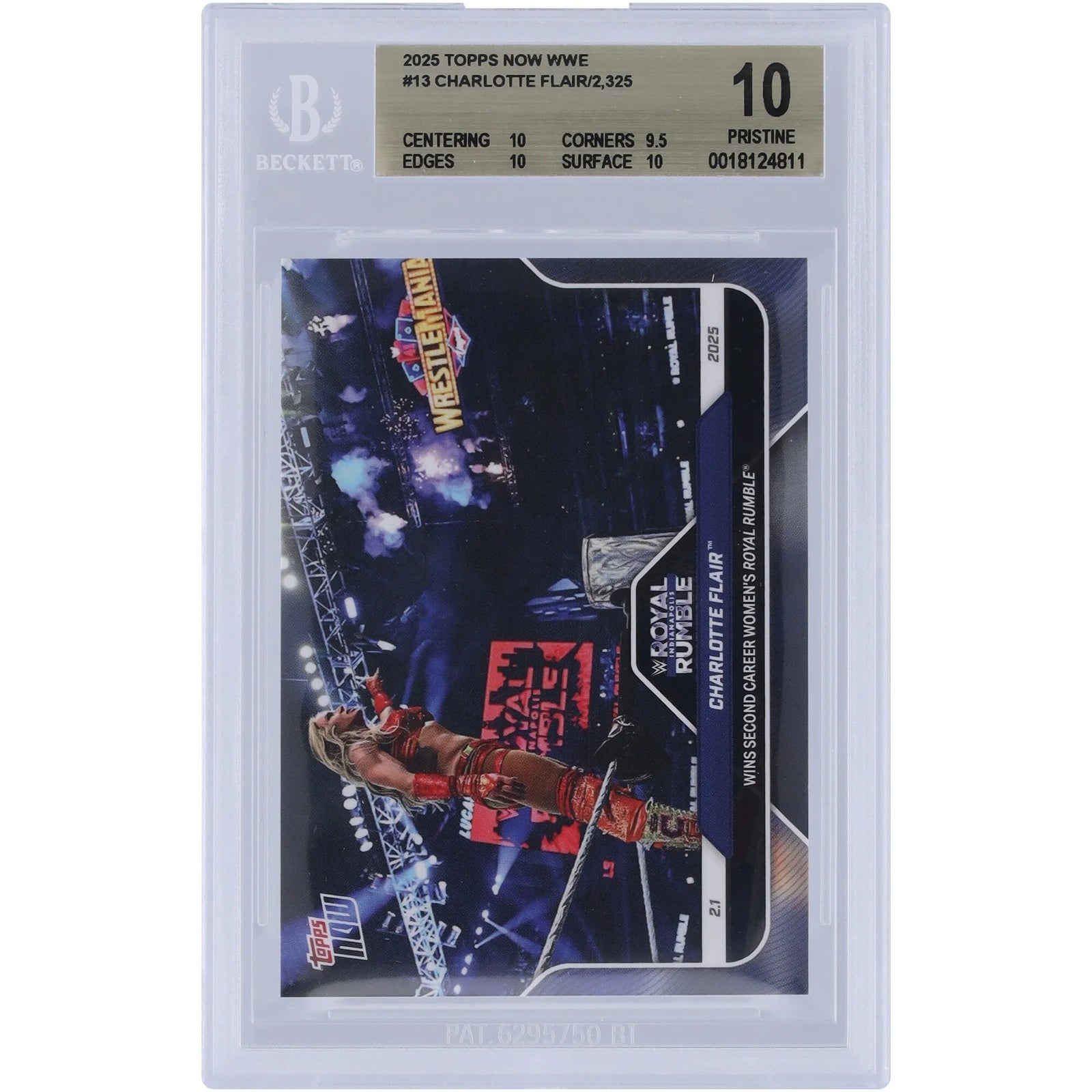 Charlotte Flair Signed 2025 Topps Now Royal Rumble #13 Card | BGS 10