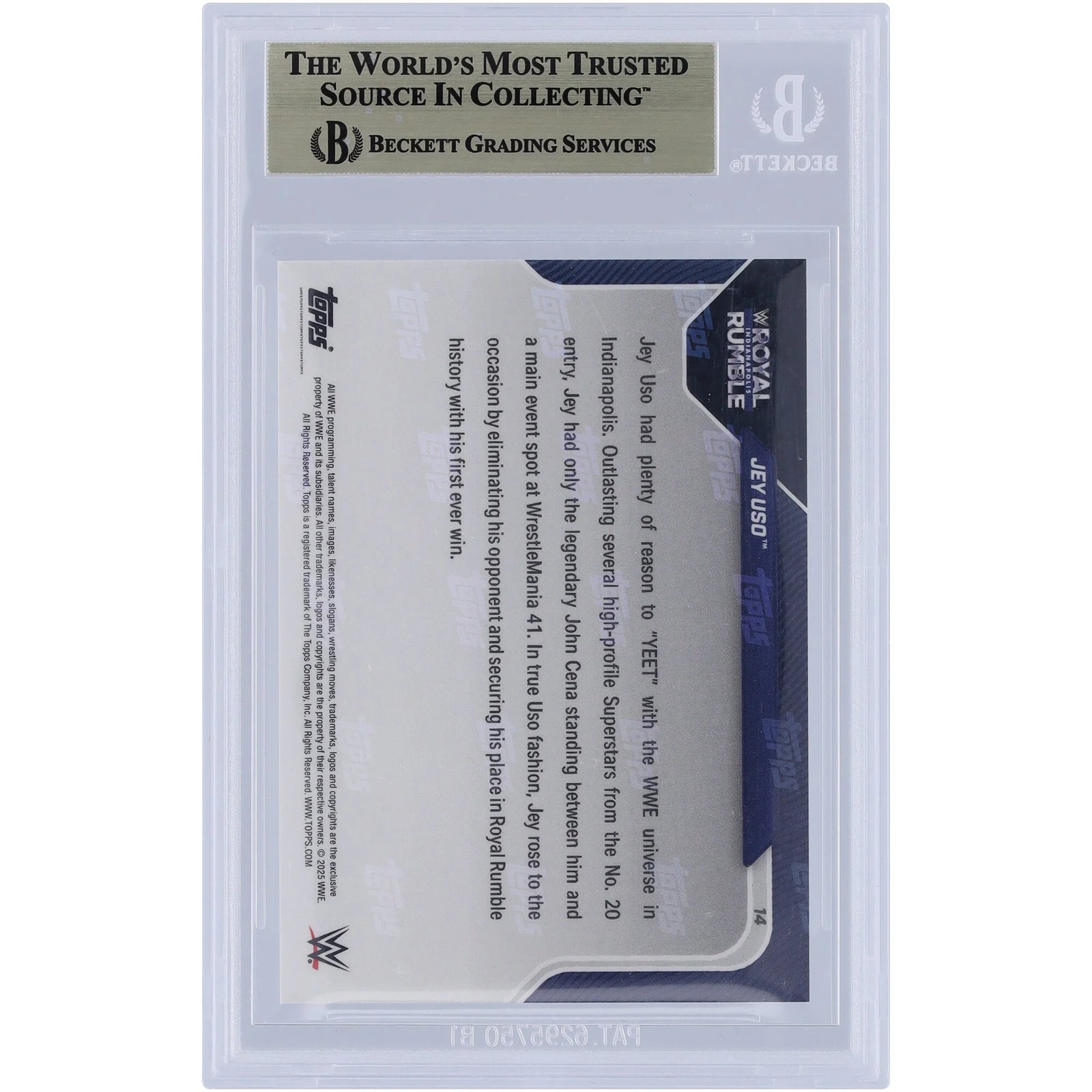 Jey Uso WWE 2025 Topps Now WrestleMania #14 Card | BGS 9.5