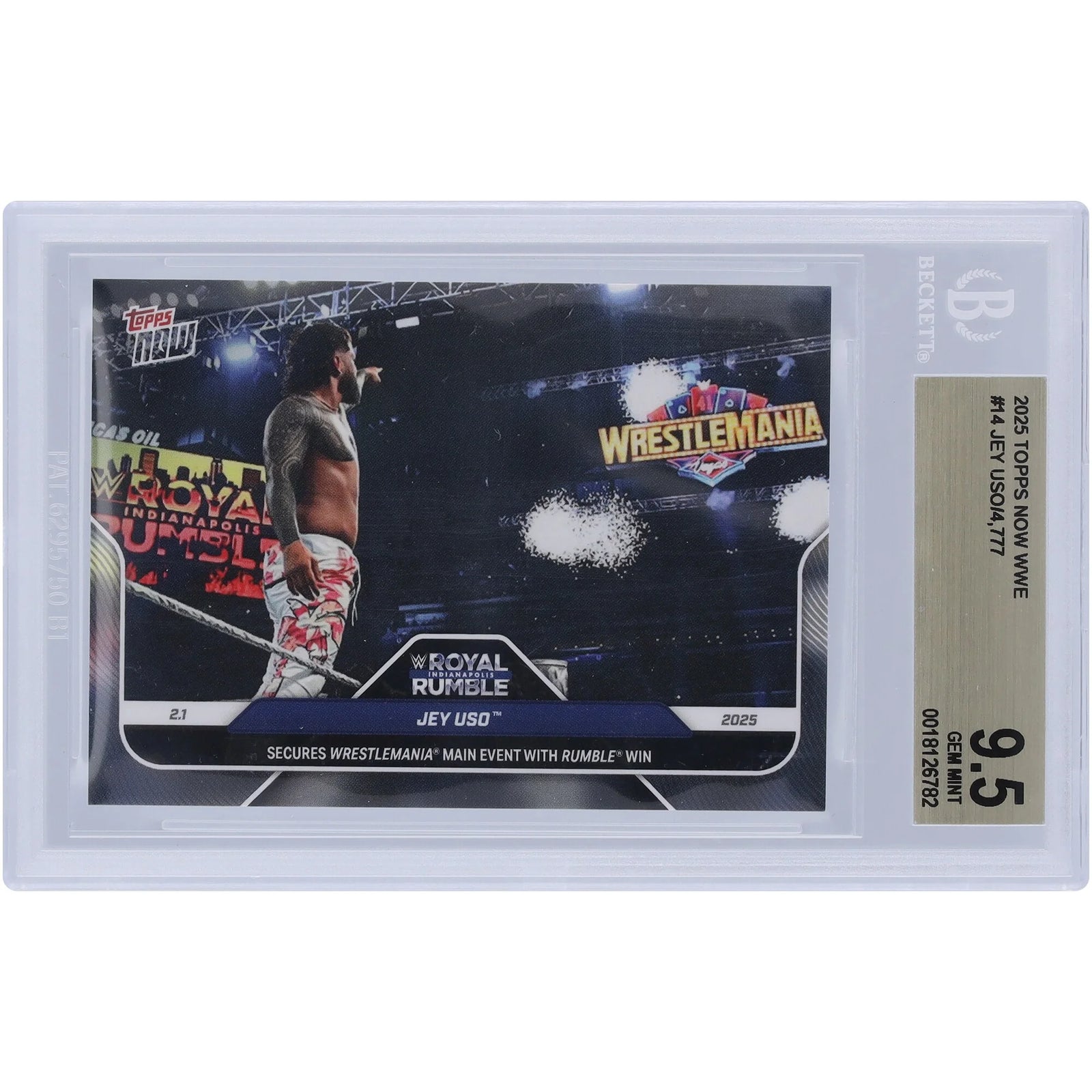Jey Uso WWE 2025 Topps Now WrestleMania #14 Card | BGS 9.5