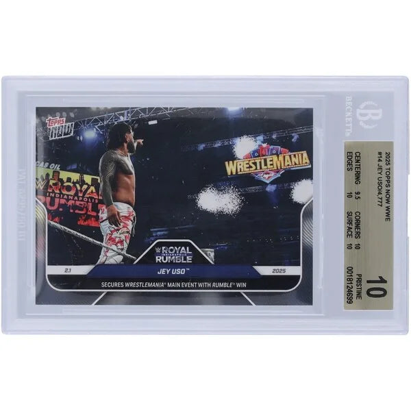 Jey Uso 2025 Topps Now WrestleMania #14 Card | BGS Graded 10