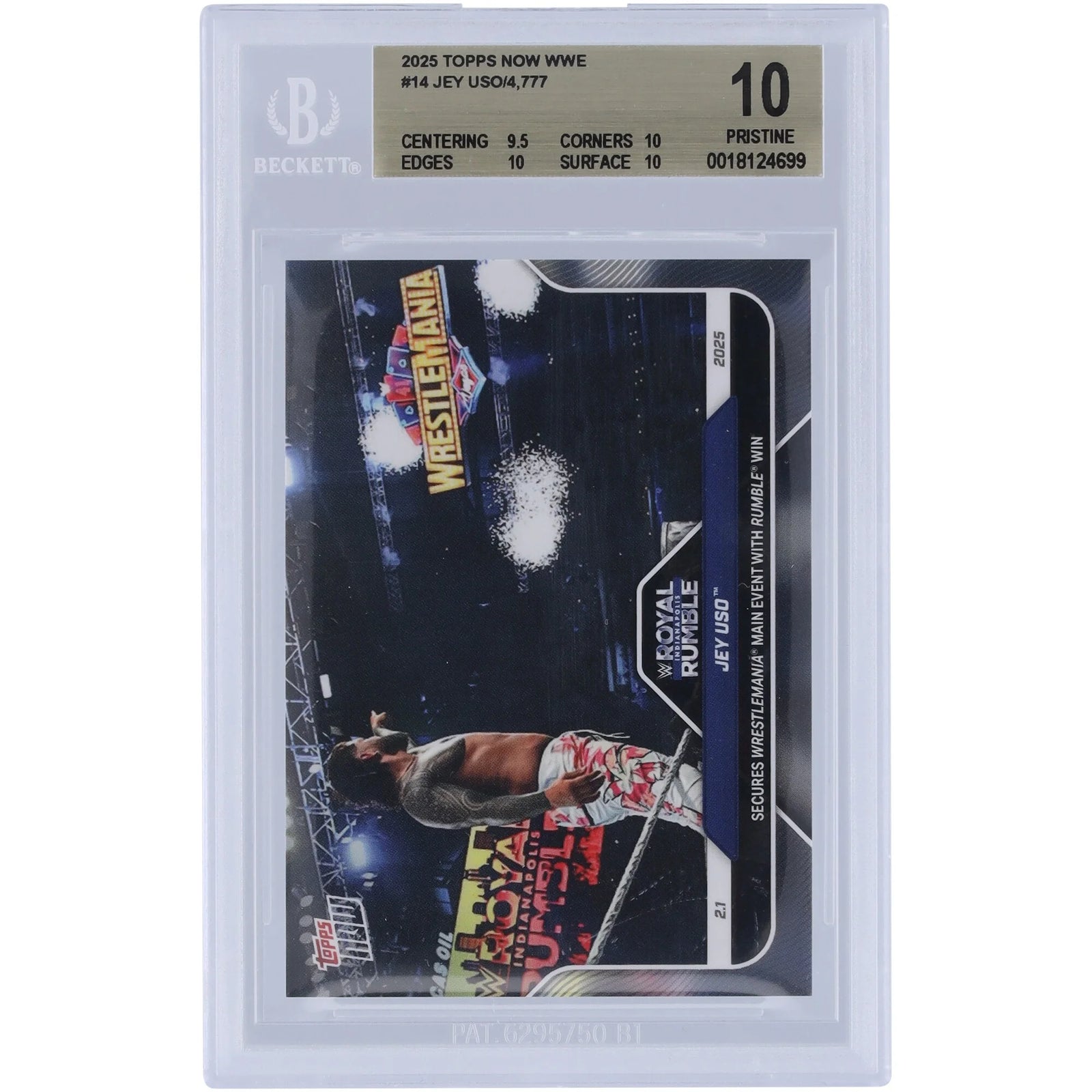 Jey Uso 2025 Topps Now WrestleMania #14 Card | BGS Graded 10
