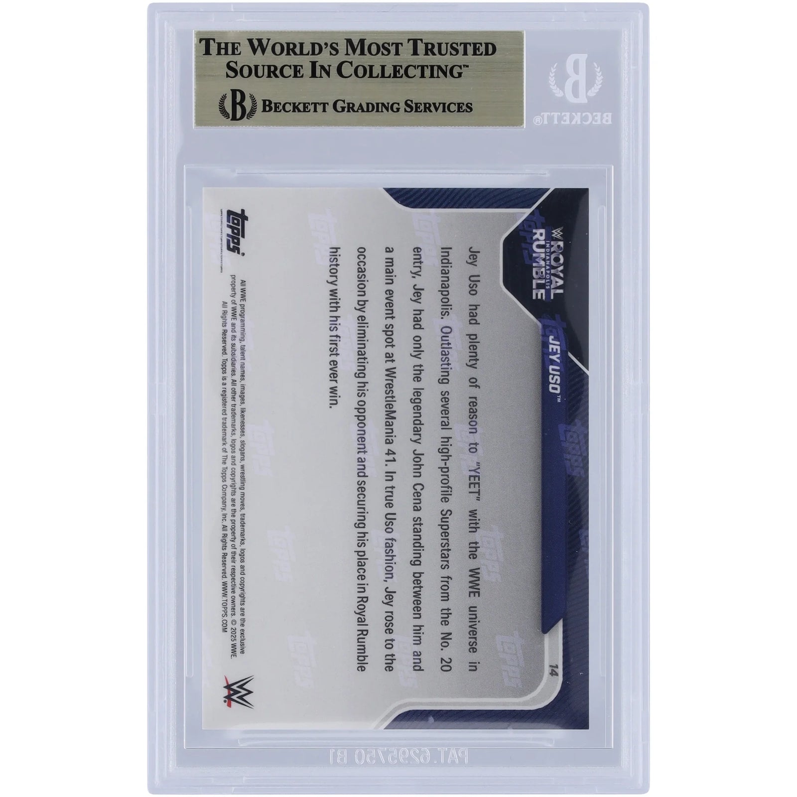 Jey Uso 2025 Topps Now WrestleMania #14 Card | BGS Graded 10