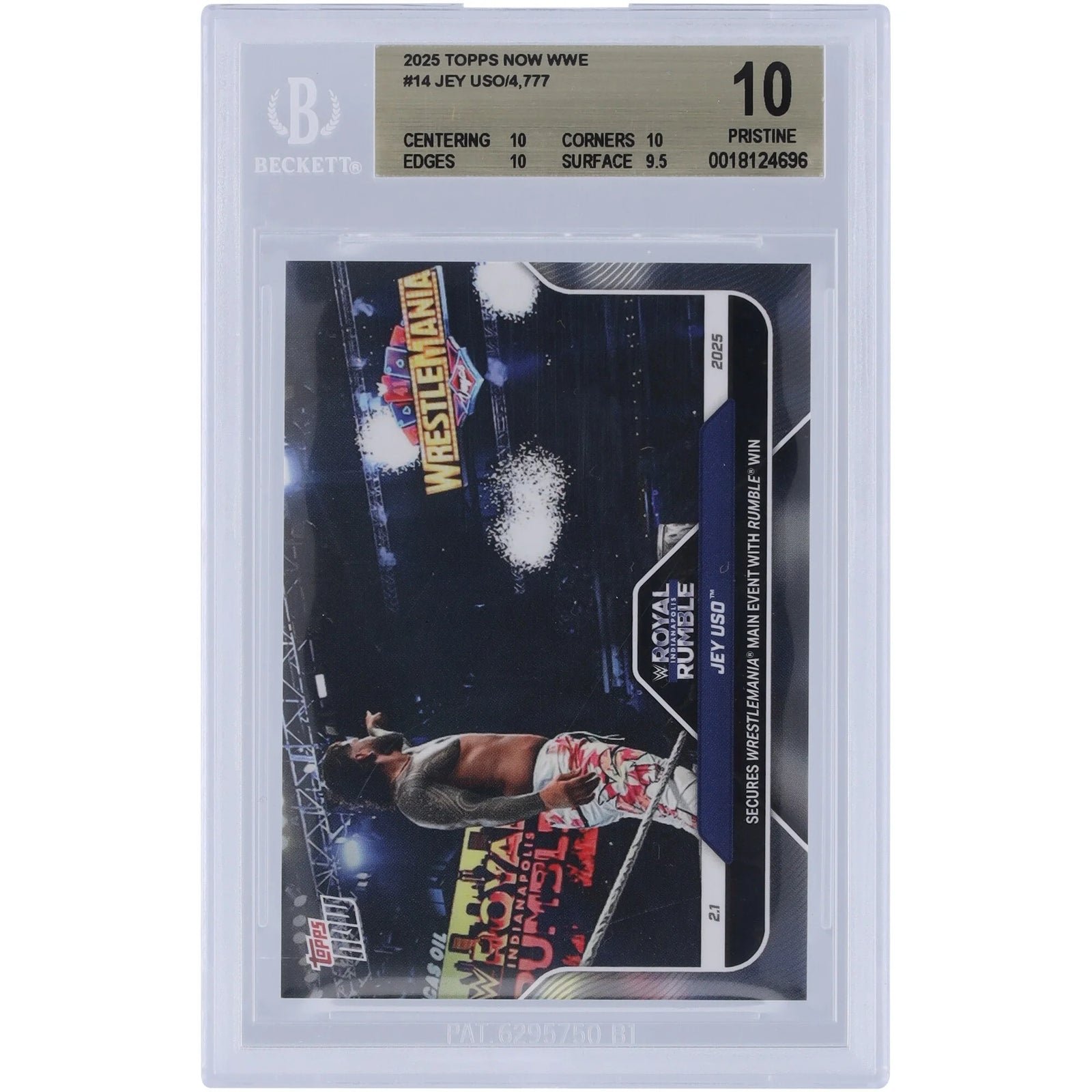 Jey Uso Signed WWE 2025 Topps Now #14 Card | BGS 10 Authenticated