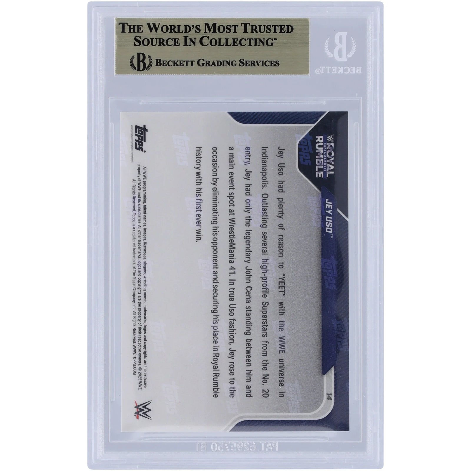 Jey Uso Signed WWE 2025 Topps Now #14 Card | BGS 10 Authenticated
