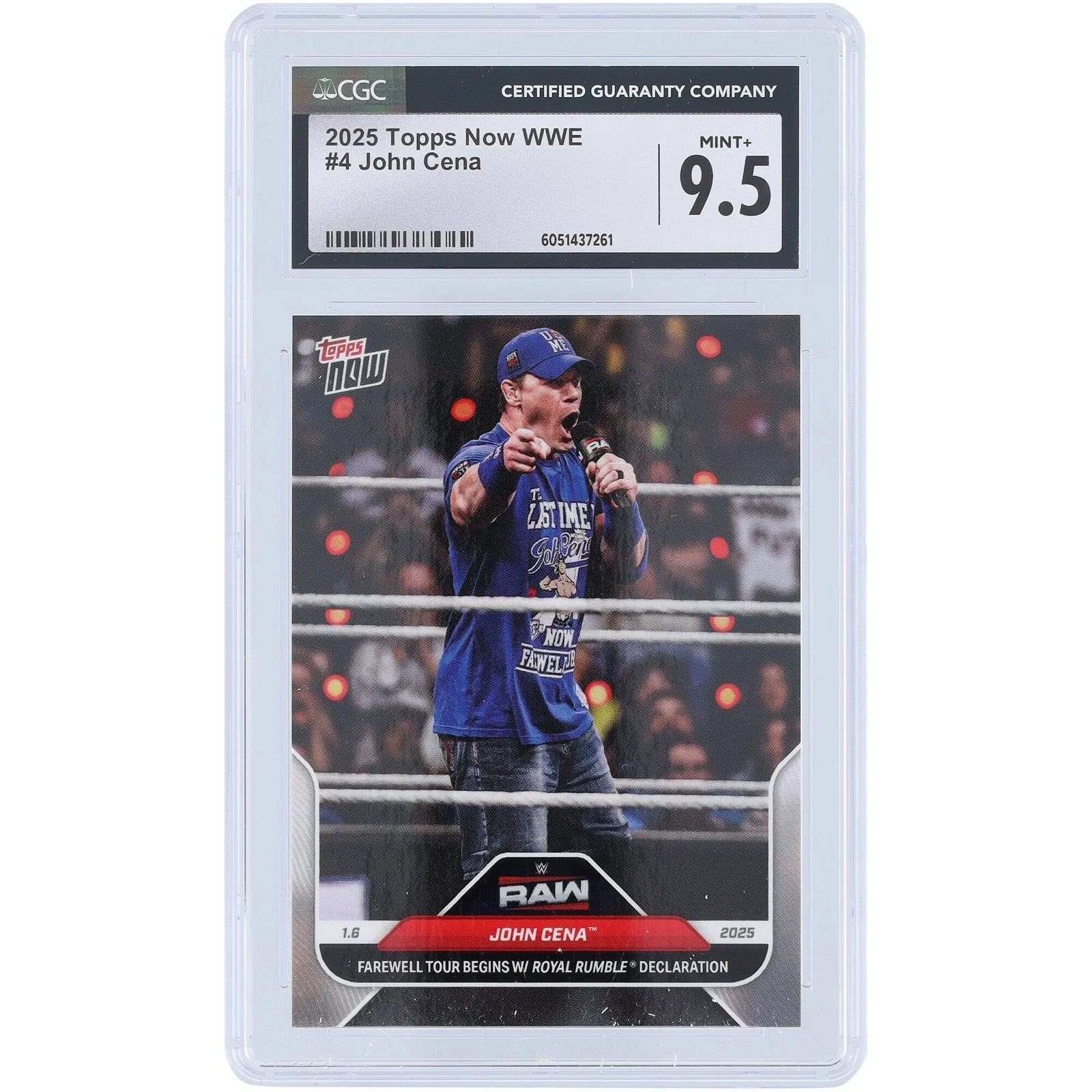 John Cena 2025 Topps Now WWE Farewell Tour #4 Card | CGC 9.5