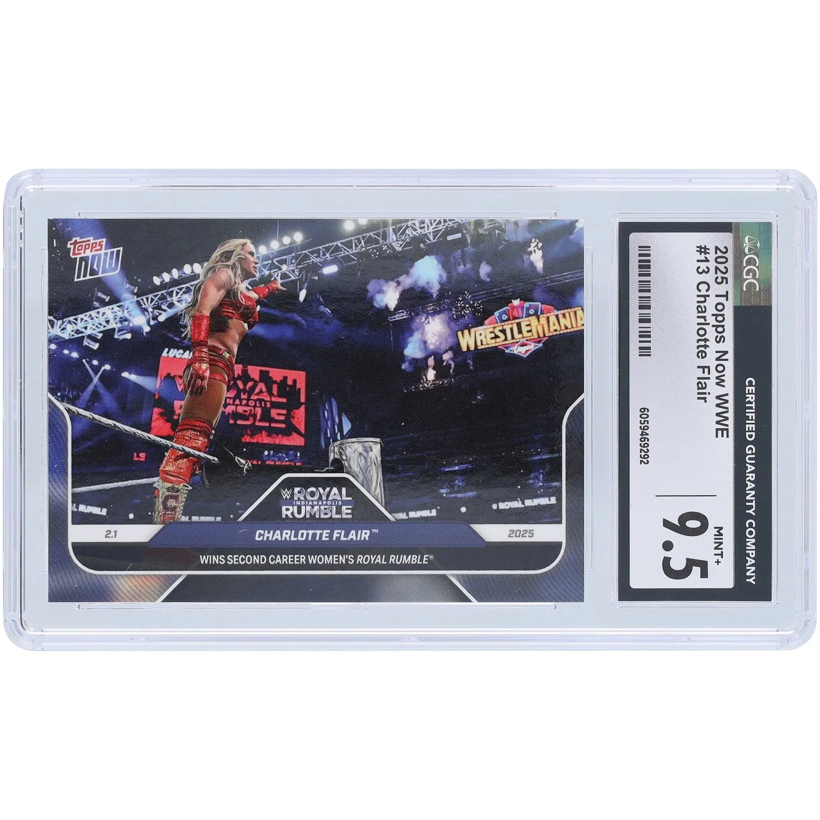 Charlotte Flair WWE 2025 Topps Now Royal Rumble #13 Card | CGC 9.5