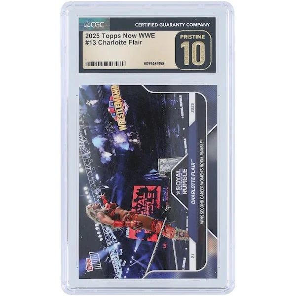 Charlotte Flair WWE 2025 Topps Now Wins Second Career Women's Royal Rumble #13 CGC Authenticated Pristine 10 Card - F2