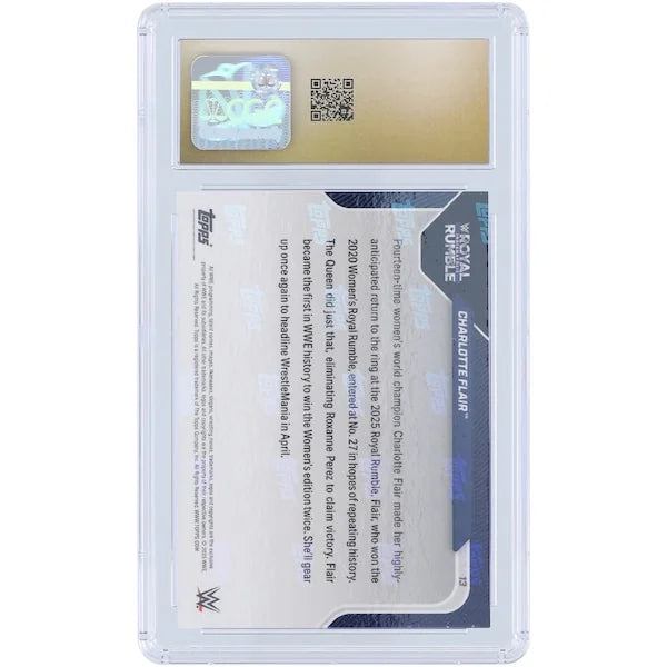 Charlotte Flair WWE 2025 Topps Now Wins Second Career Women's Royal Rumble #13 CGC Authenticated Pristine 10 Card - F2
