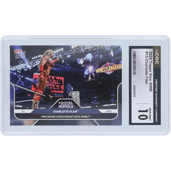 Charlotte Flair WWE 2025 Topps Now Royal Rumble #13 Card | CGC Graded 10